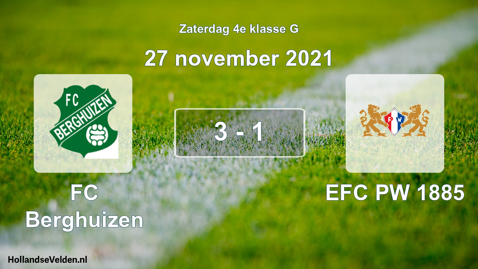 Total number of matches played: FC Berghuizen - PW 1885 3 - 1 (27 November 2021)