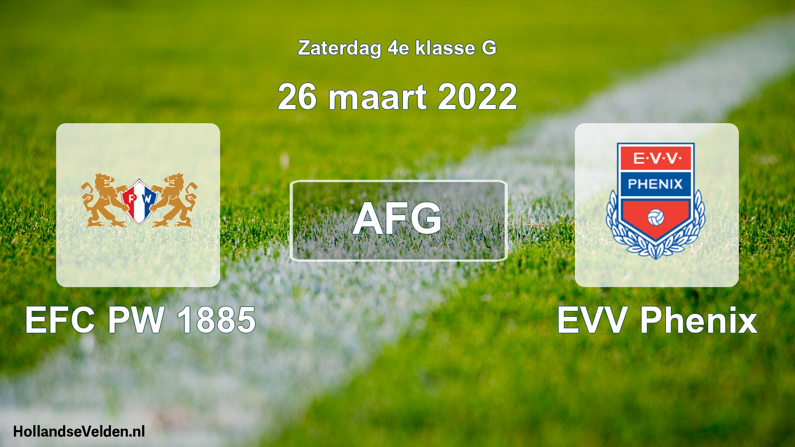 Geplande wedstrijd: EFC PW 1885 - EVV Phenix (26 maart 2022)