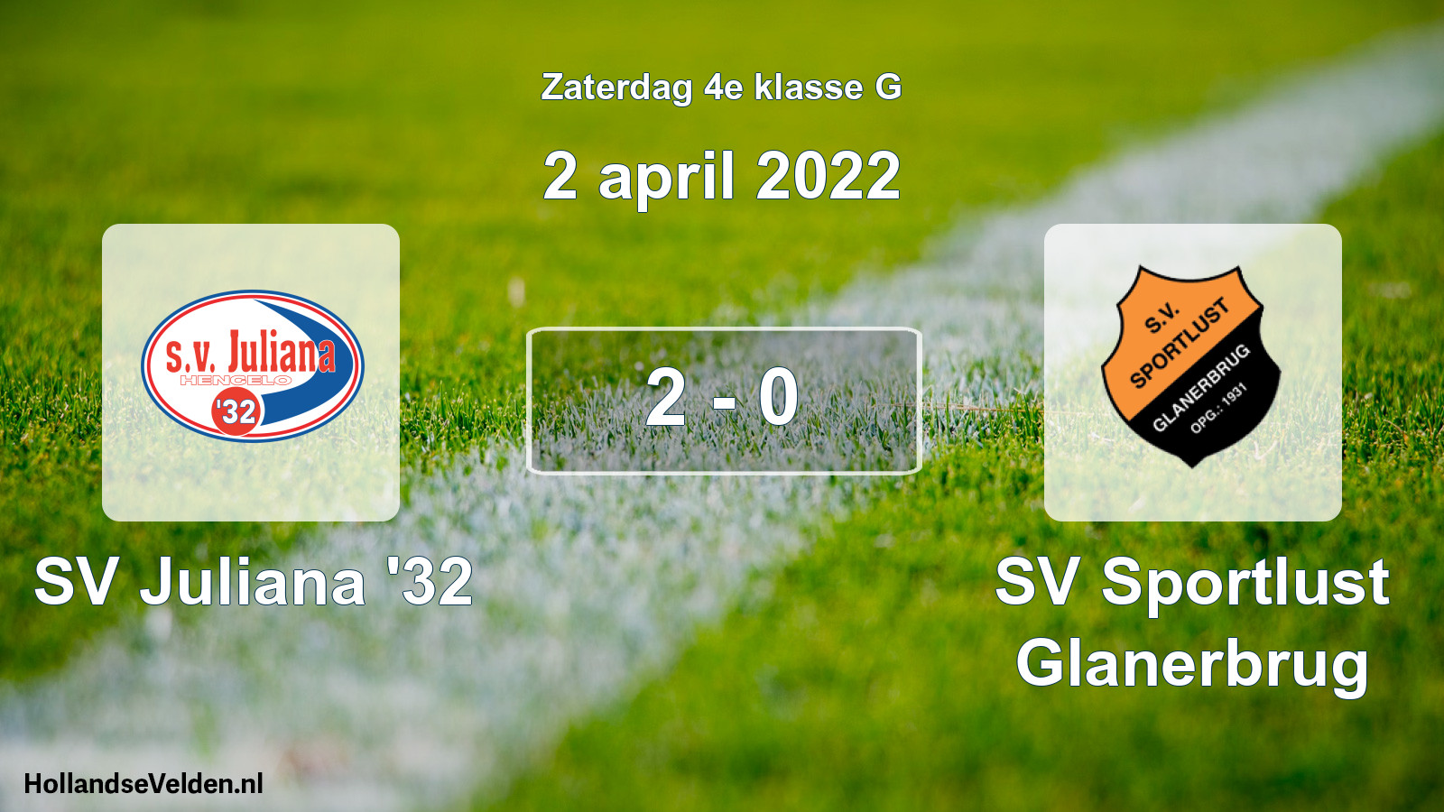 Total number of matches played: SV Juliana '32 - Sportlust Glanerbrug 2 - 0 (2 April 2022)