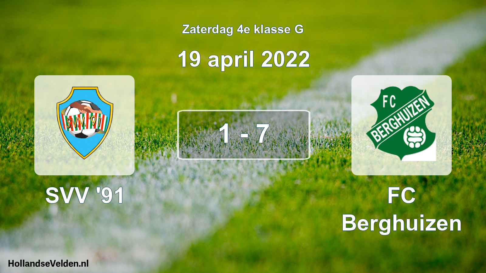 Total number of matches played: SVV '91 - FC Berghuizen 1 - 7 (19 April 2022)