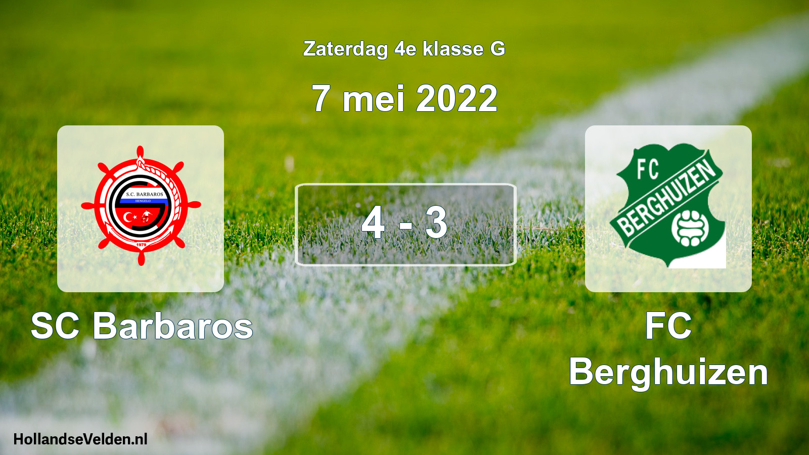 Total number of matches played: SC Barbaros - FC Berghuizen 4 - 3 (7 May 2022)