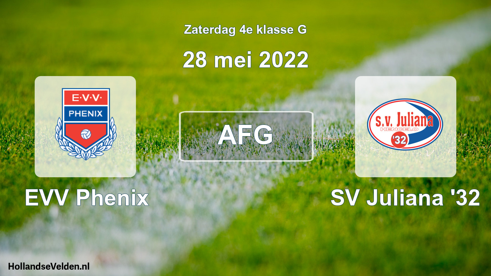 Geplande wedstrijd: EVV Phenix - SV Juliana '32 (28 mei 2022)