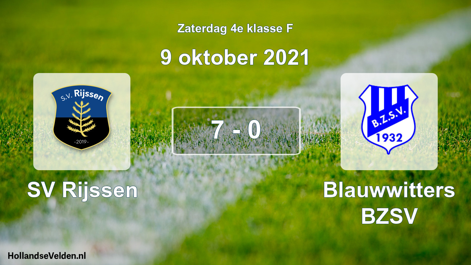 Total number of matches played: SV Rijssen - Blauwwitters BZSV 7 - 0 (9 October 2021)