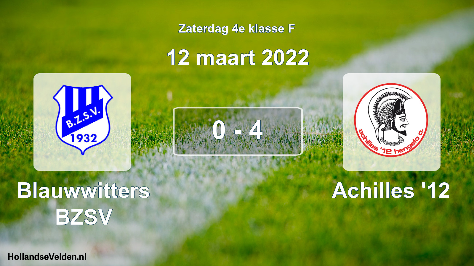 Total number of matches played: Blauwwitters BZSV - Achilles '12 0 - 4 (12 March 2022)