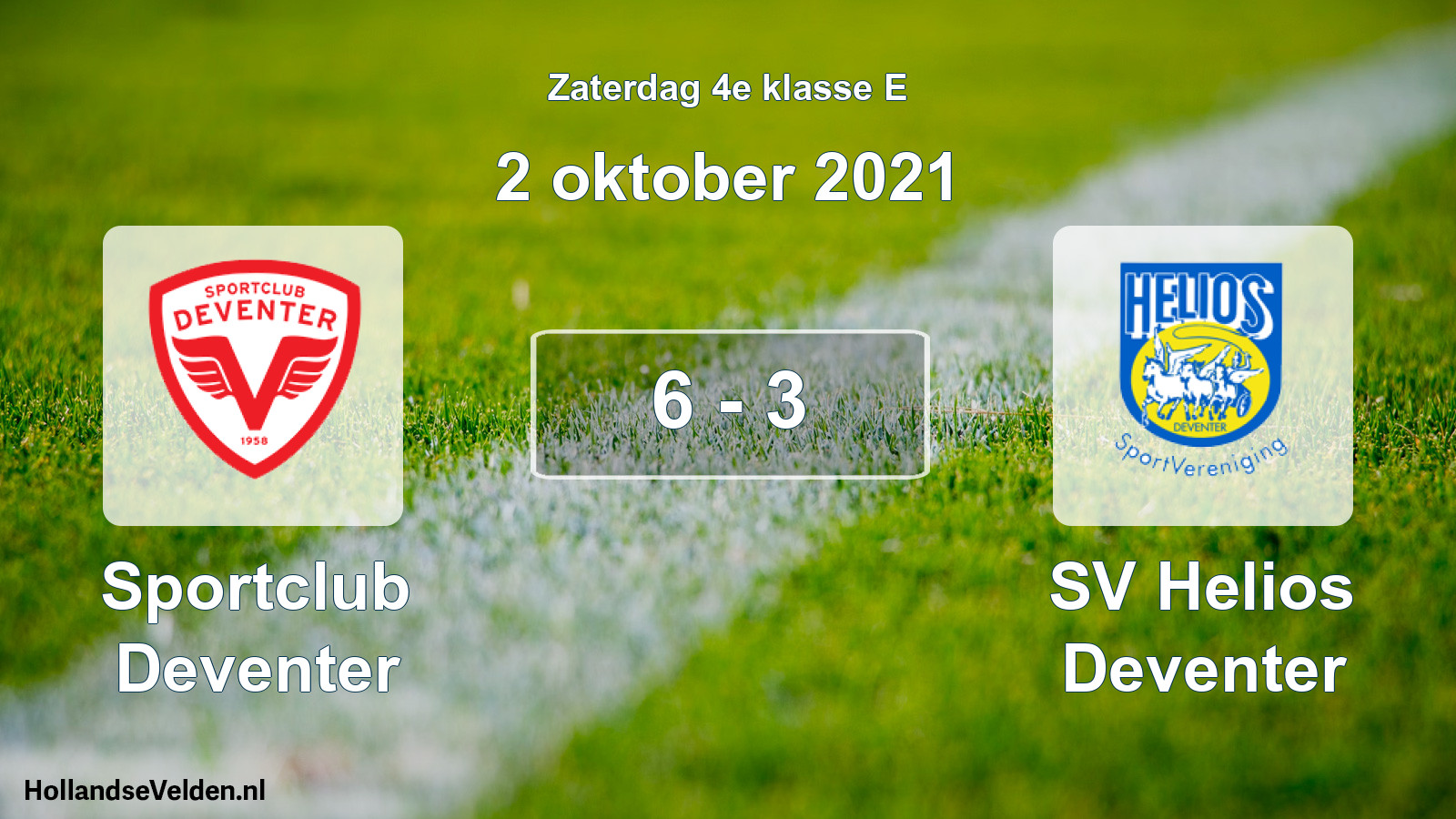 Total number of matches played: Sportclub Deventer - SV Helios Deventer 6 - 3 (2 October 2021)