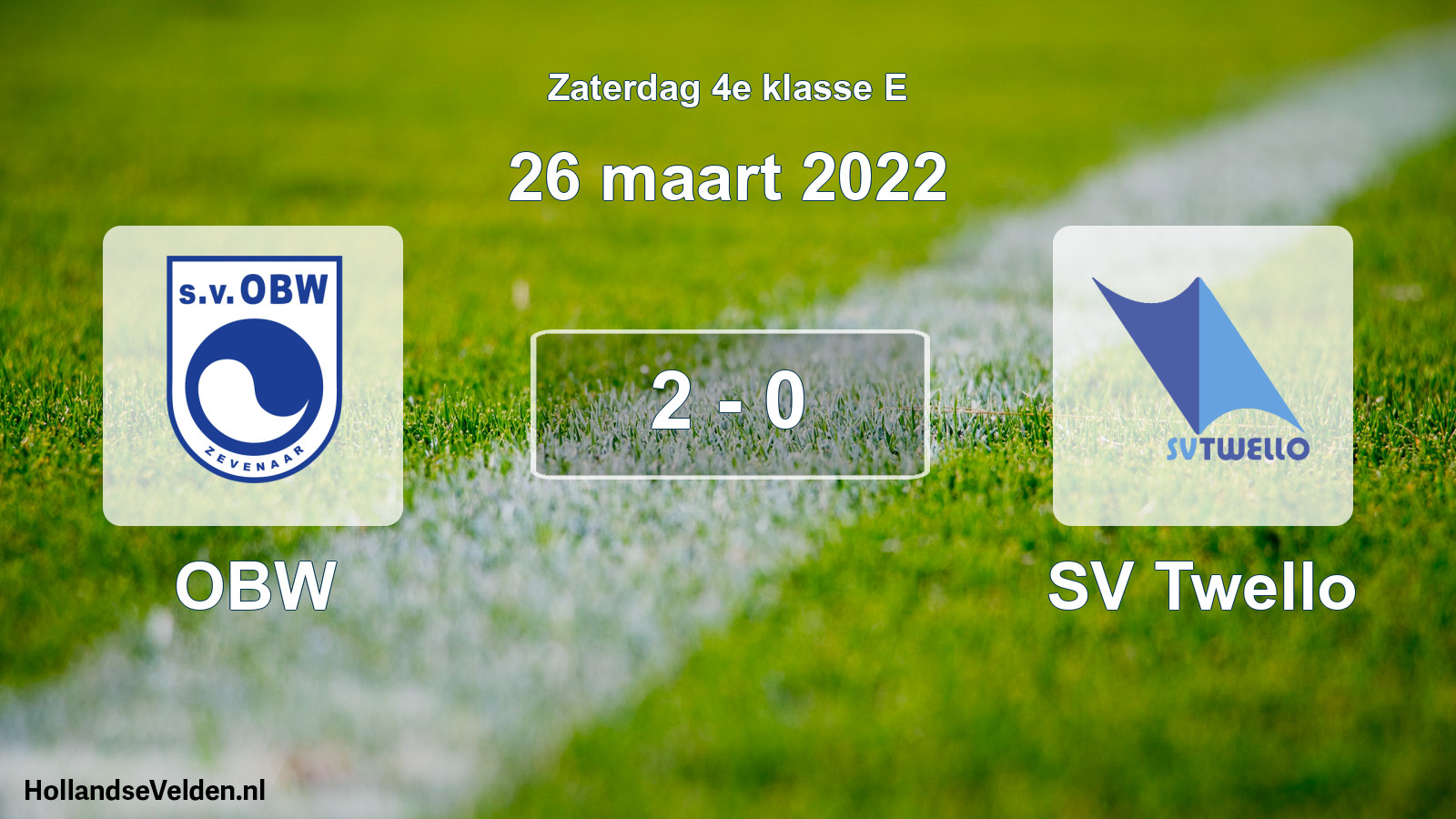 Total number of matches played: OBW - SV Twello 2 - 0 (26 March 2022)