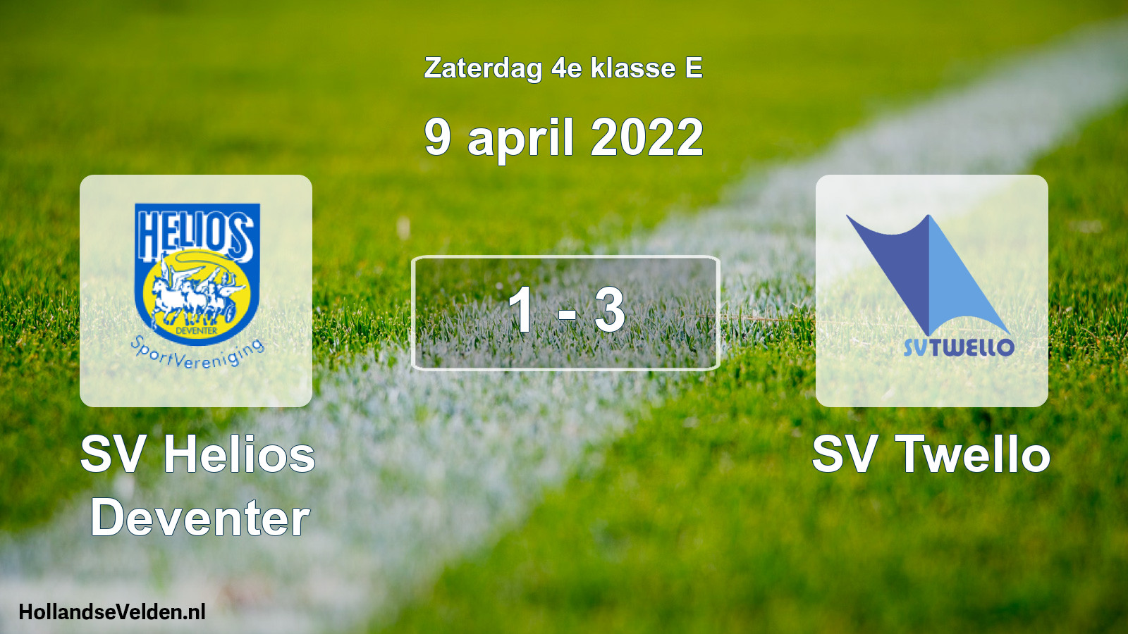 Total number of matches played: SV Helios Deventer - SV Twello 1 - 3 (9 April 2022)