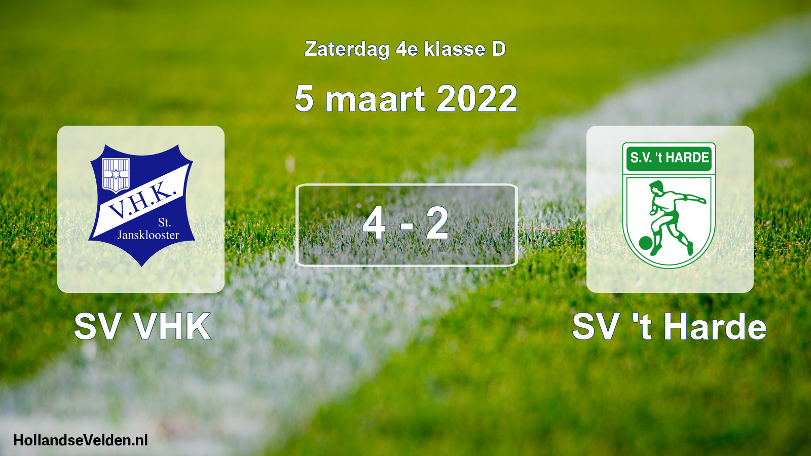 Total number of matches played: SV VHK - SV 't Harde 4 - 2 (5 March 2022)