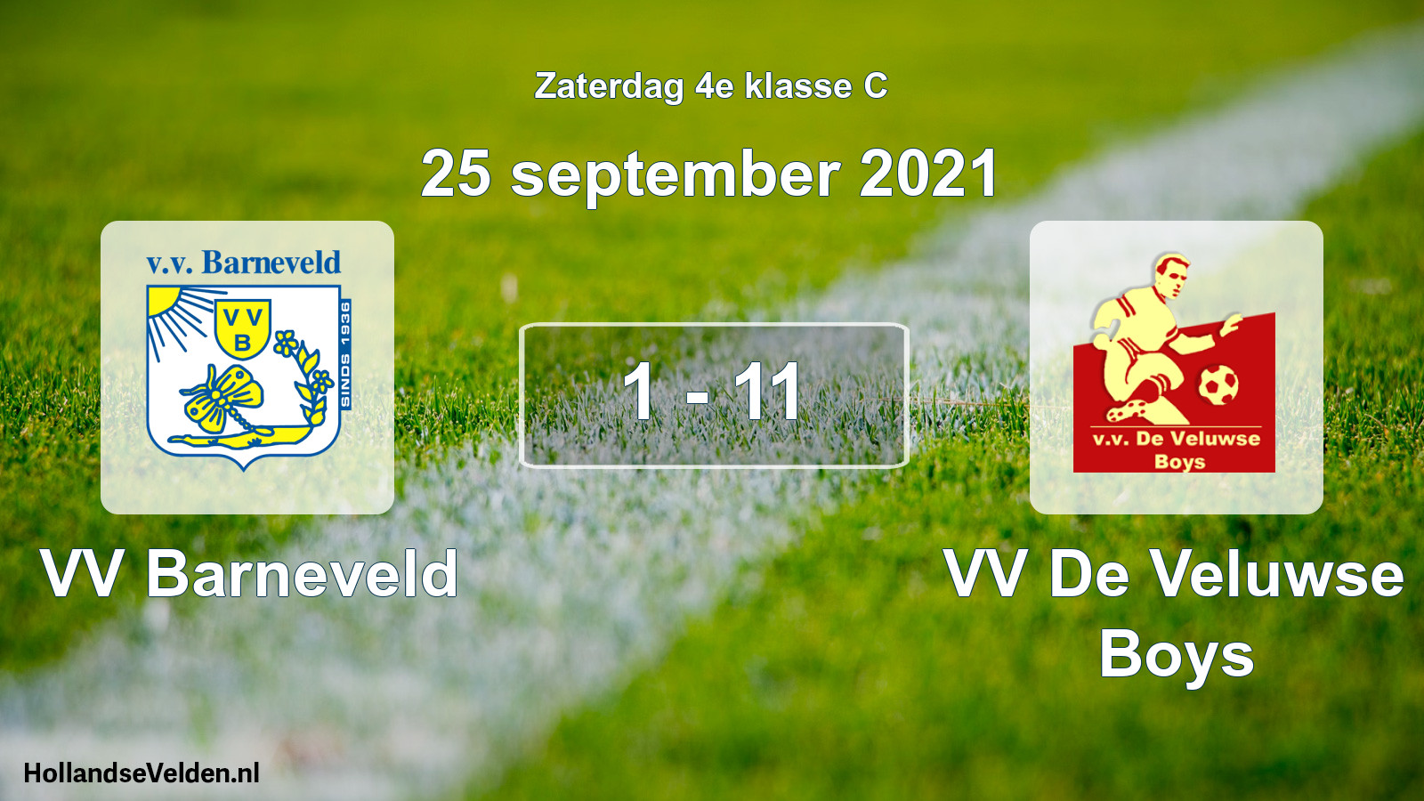 Total number of matches played: VV Barneveld - VV De Veluwse Boys 1 - 11 (25 September 2021)