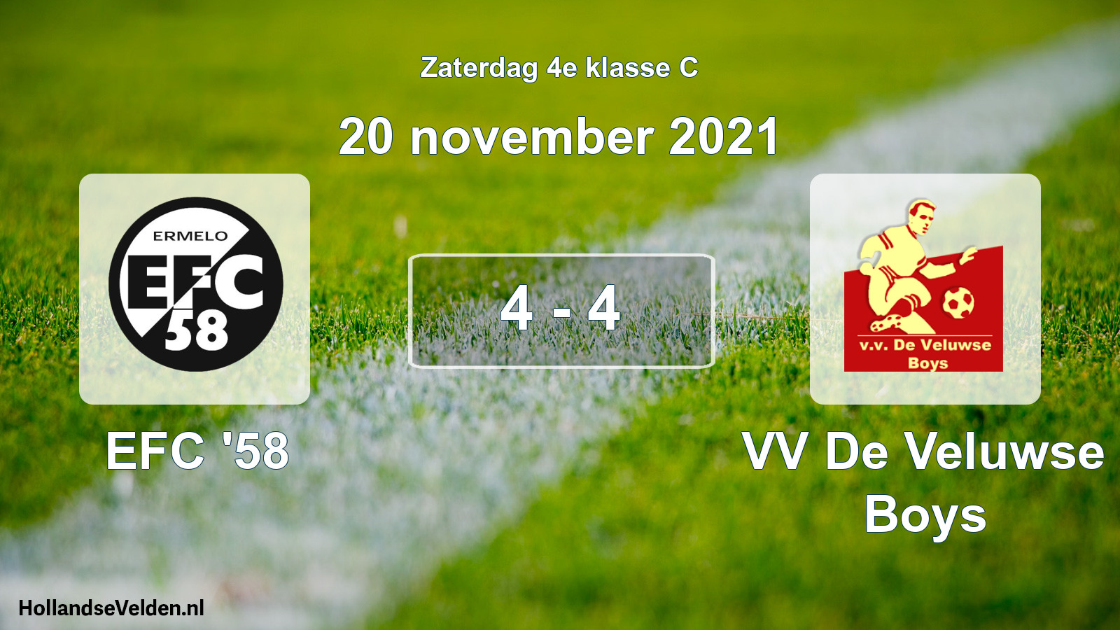 Total number of matches played: EFC '58 - VV De Veluwse Boys 4 - 4 (20 November 2021)