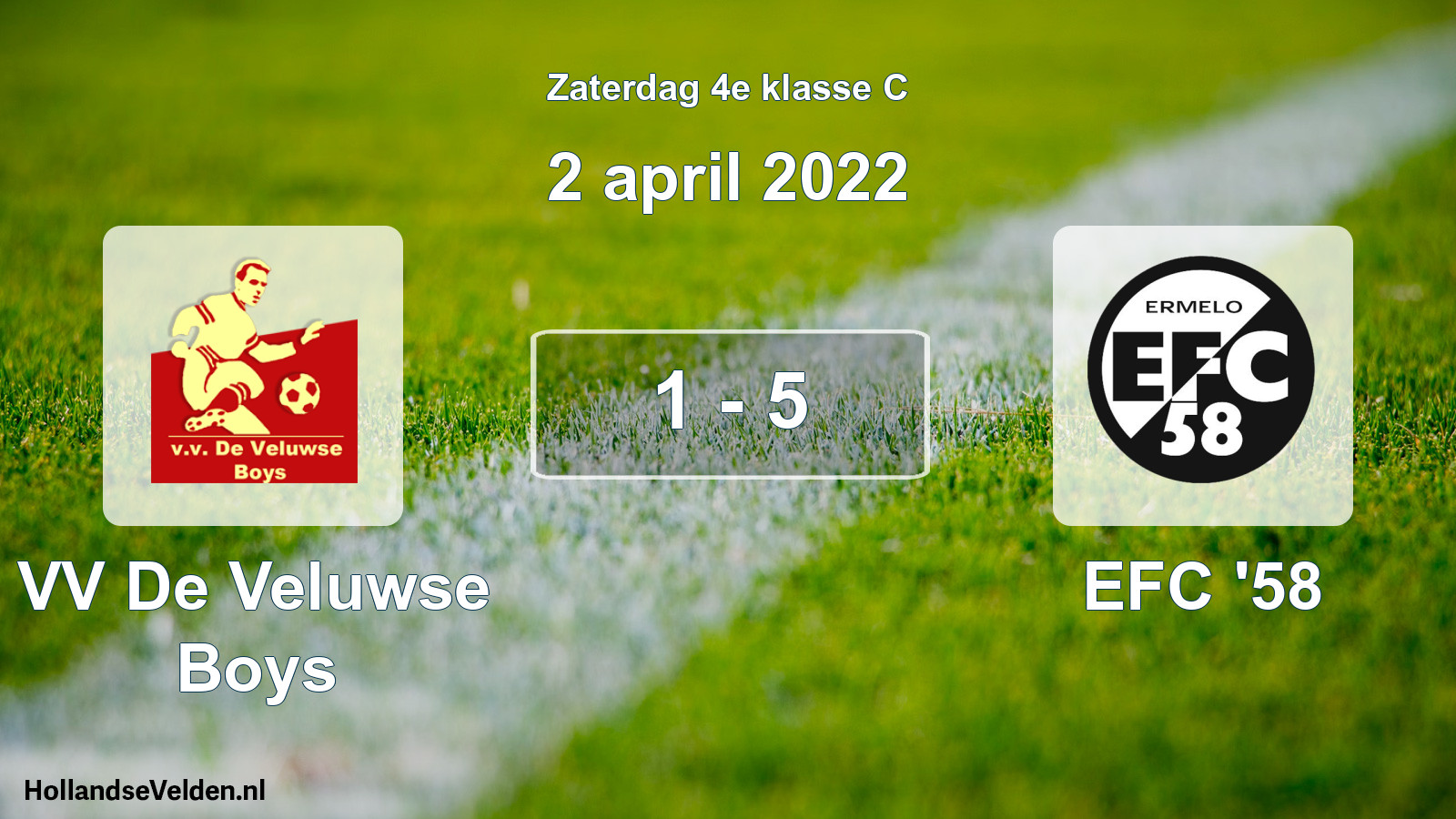 Total number of matches played: VV De Veluwse Boys - EFC '58 1 - 5 (2 April 2022)