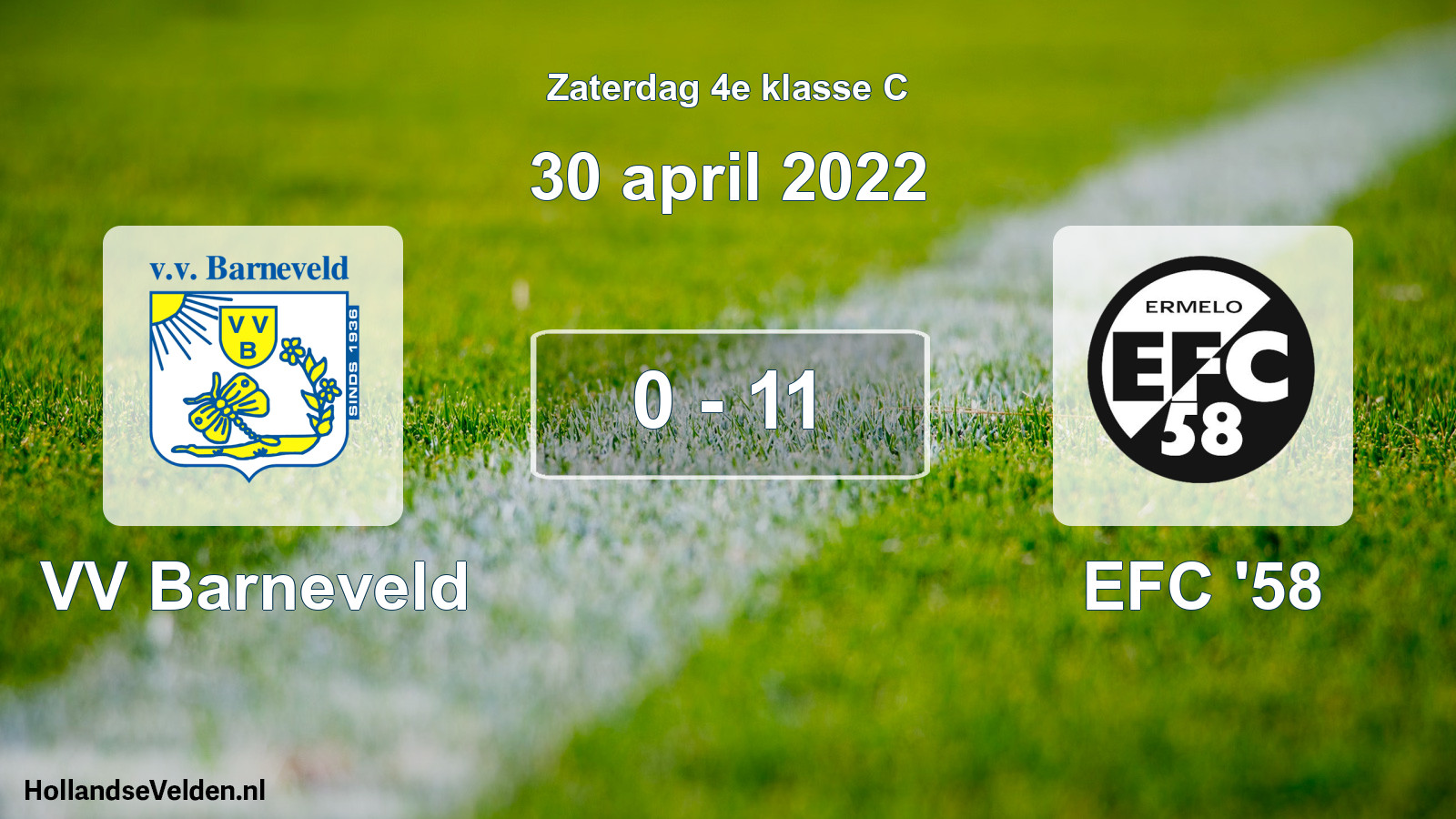 Total number of matches played: VV Barneveld - EFC '58 0 - 11 (30 April 2022)