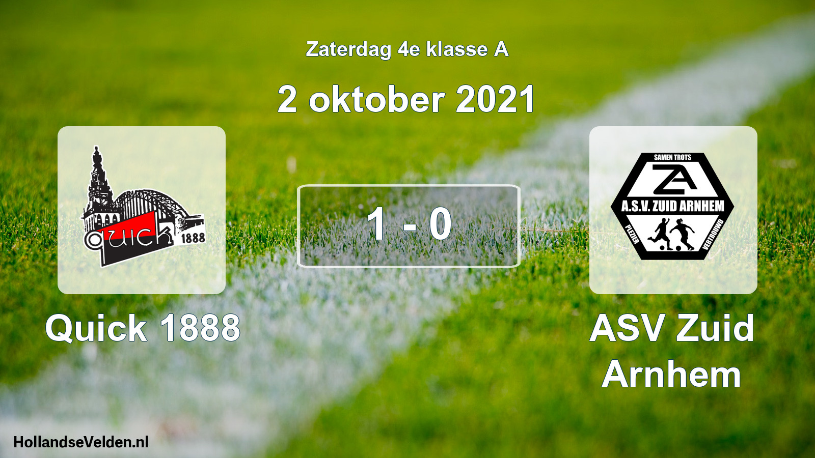 Total number of matches played: Quick 1888 - ASV Zuid Arnhem 1 - 0 (2 October 2021)