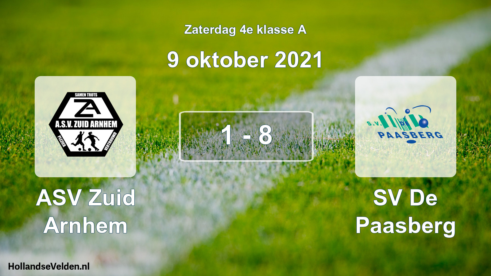 Total number of matches played: ASV Zuid Arnhem - SV De Paasberg 1 - 8 (9 October 2021)