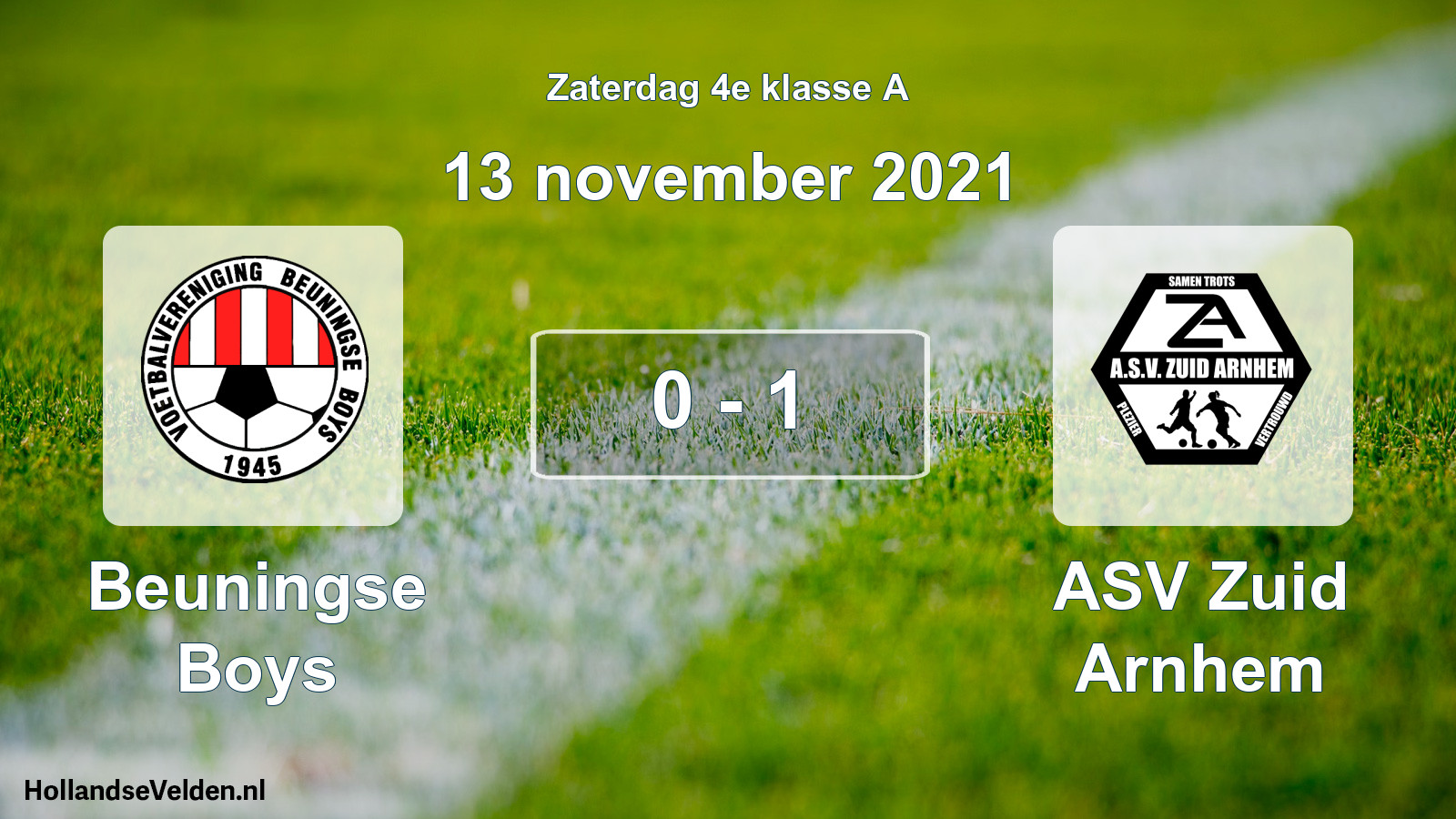 Total number of matches played: Beuningse Boys - ASV Zuid Arnhem 0 - 1 (13 November 2021)