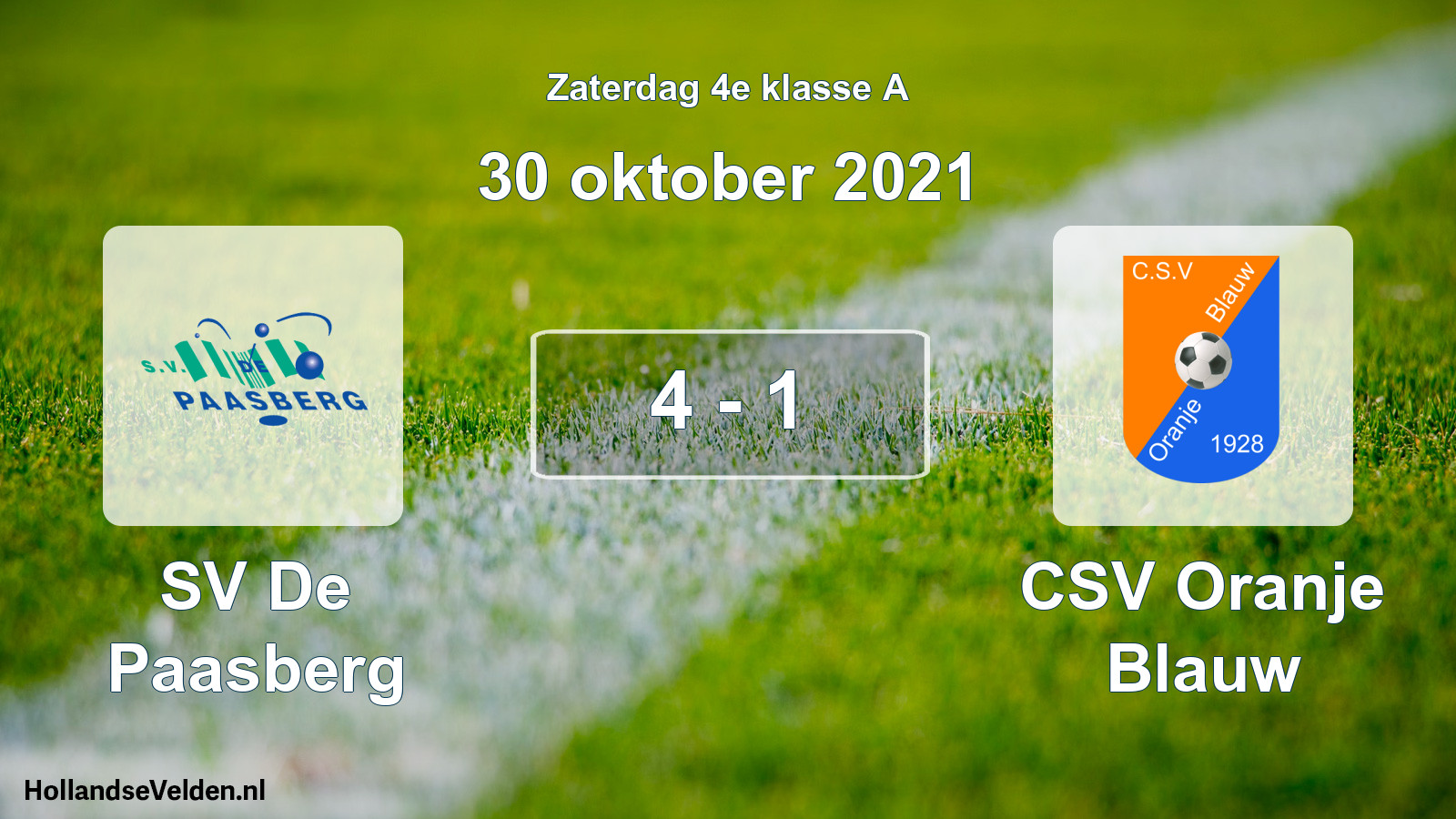Total number of matches played: SV De Paasberg - CSV Oranje Blauw 4 - 1 (30 October 2021)