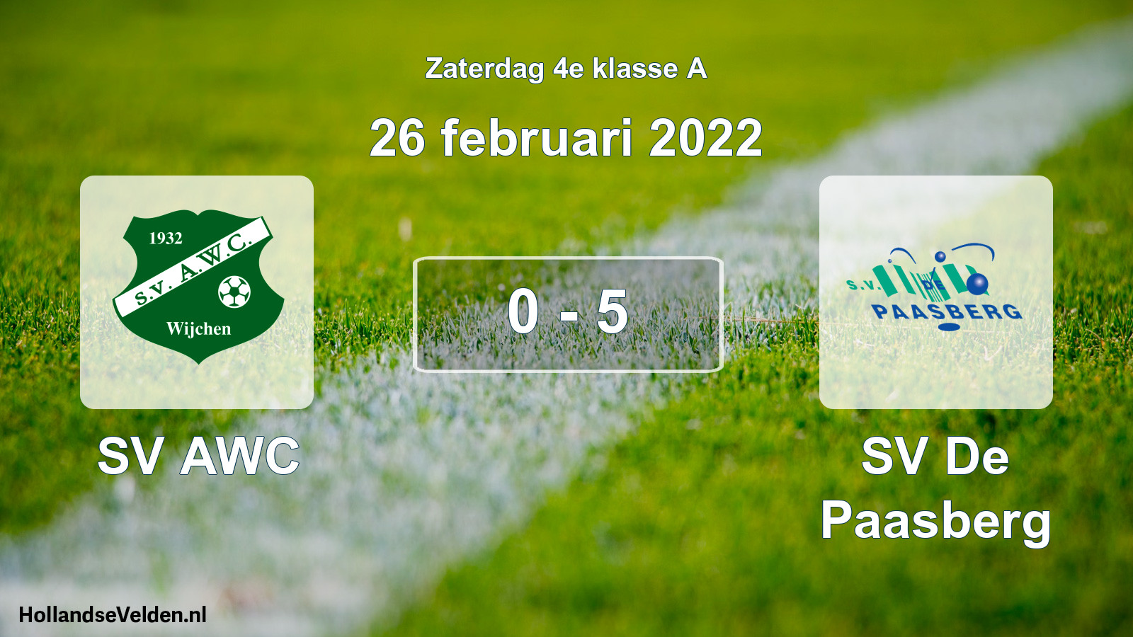 Total number of matches played: SV AWC - SV De Paasberg 0 - 5 (26 February 2022)