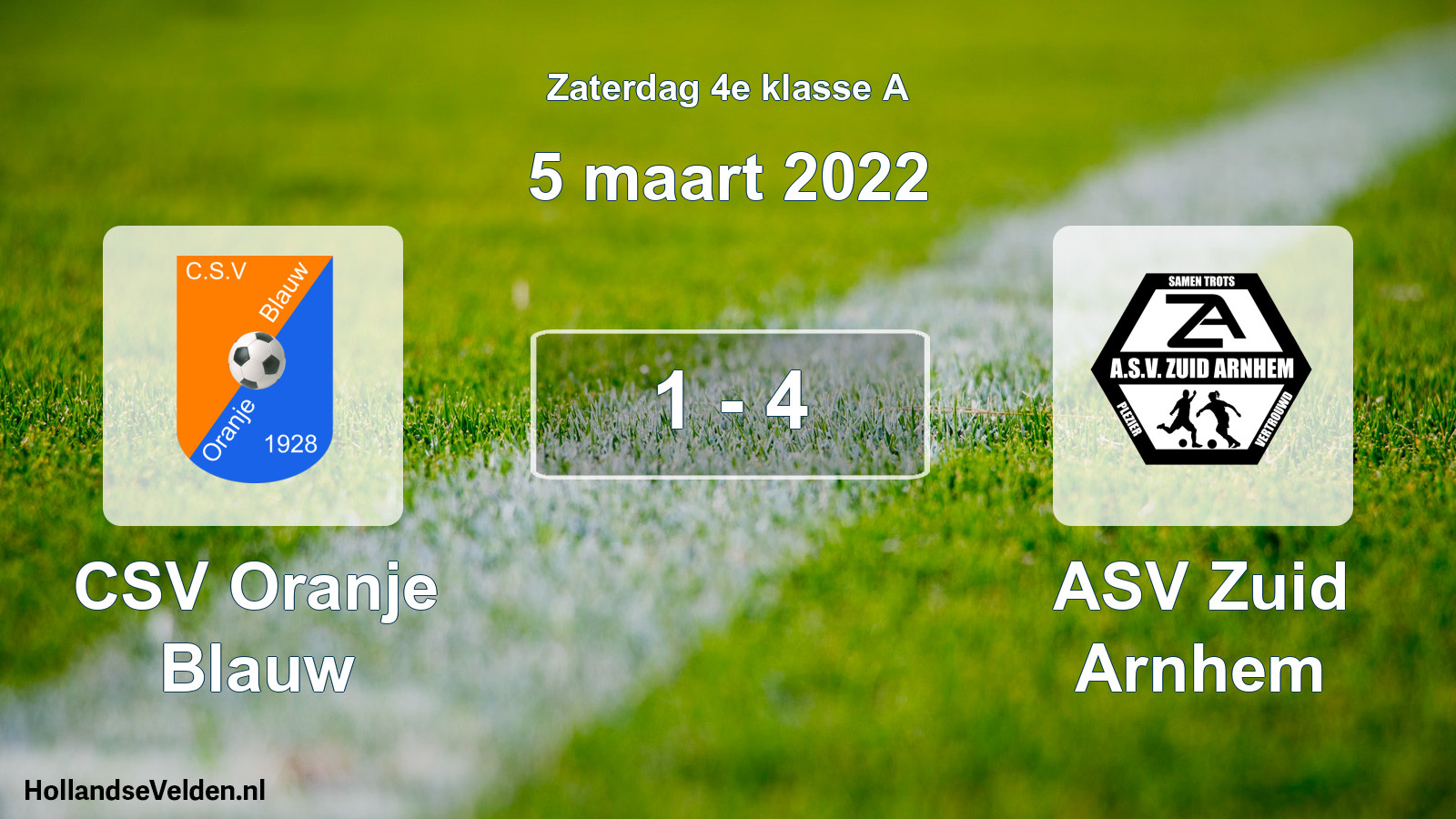 Total number of matches played: CSV Oranje Blauw - ASV Zuid Arnhem 1 - 4 (5 March 2022)