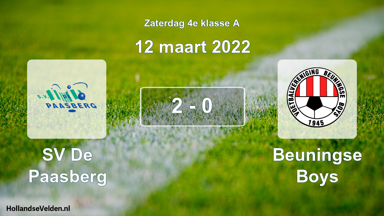 Total number of matches played: SV De Paasberg - Beuningse Boys 2 - 0 (12 March 2022)