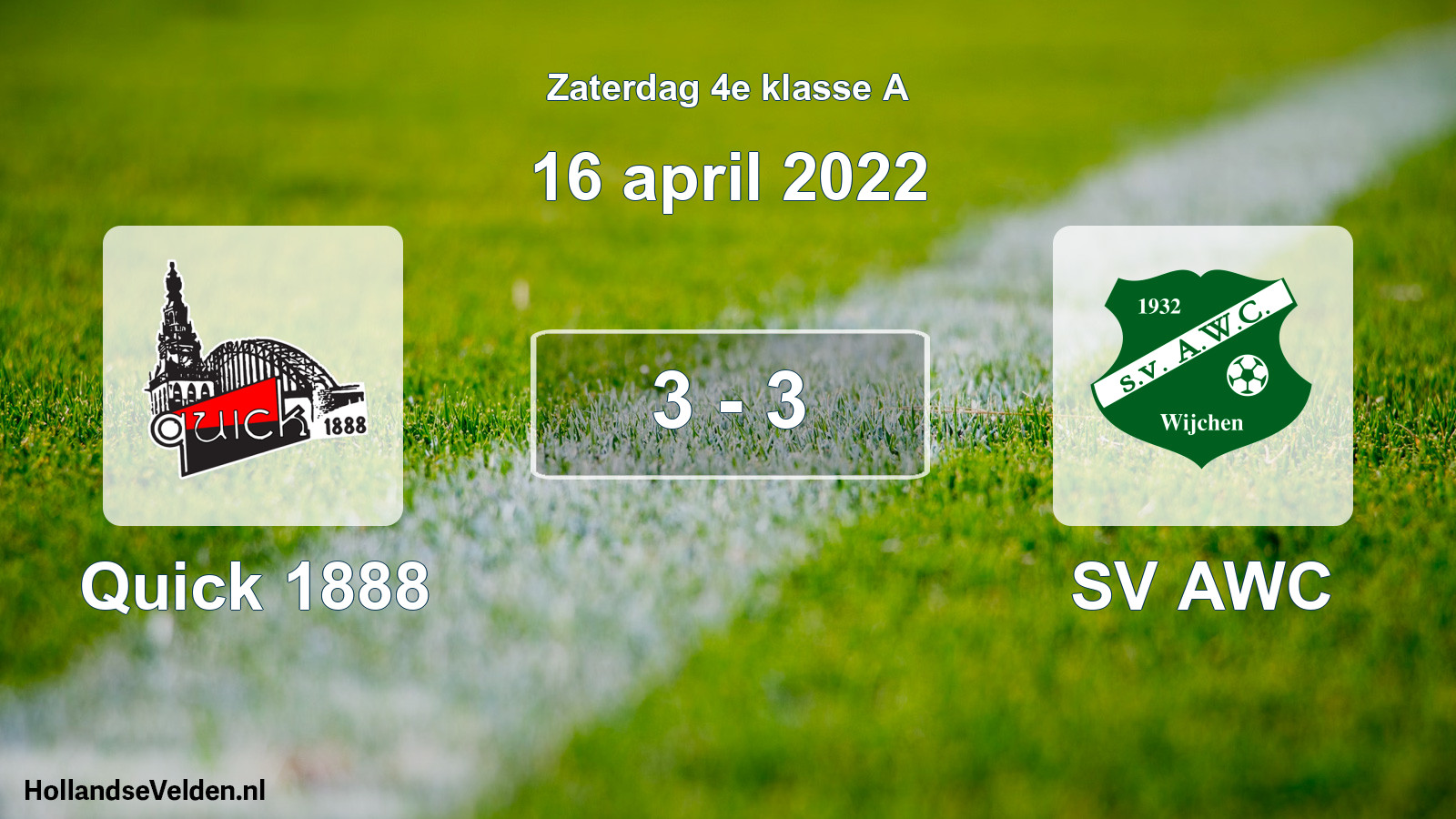 Total number of matches played: Quick 1888 - SV AWC 3 - 3 (16 April 2022)