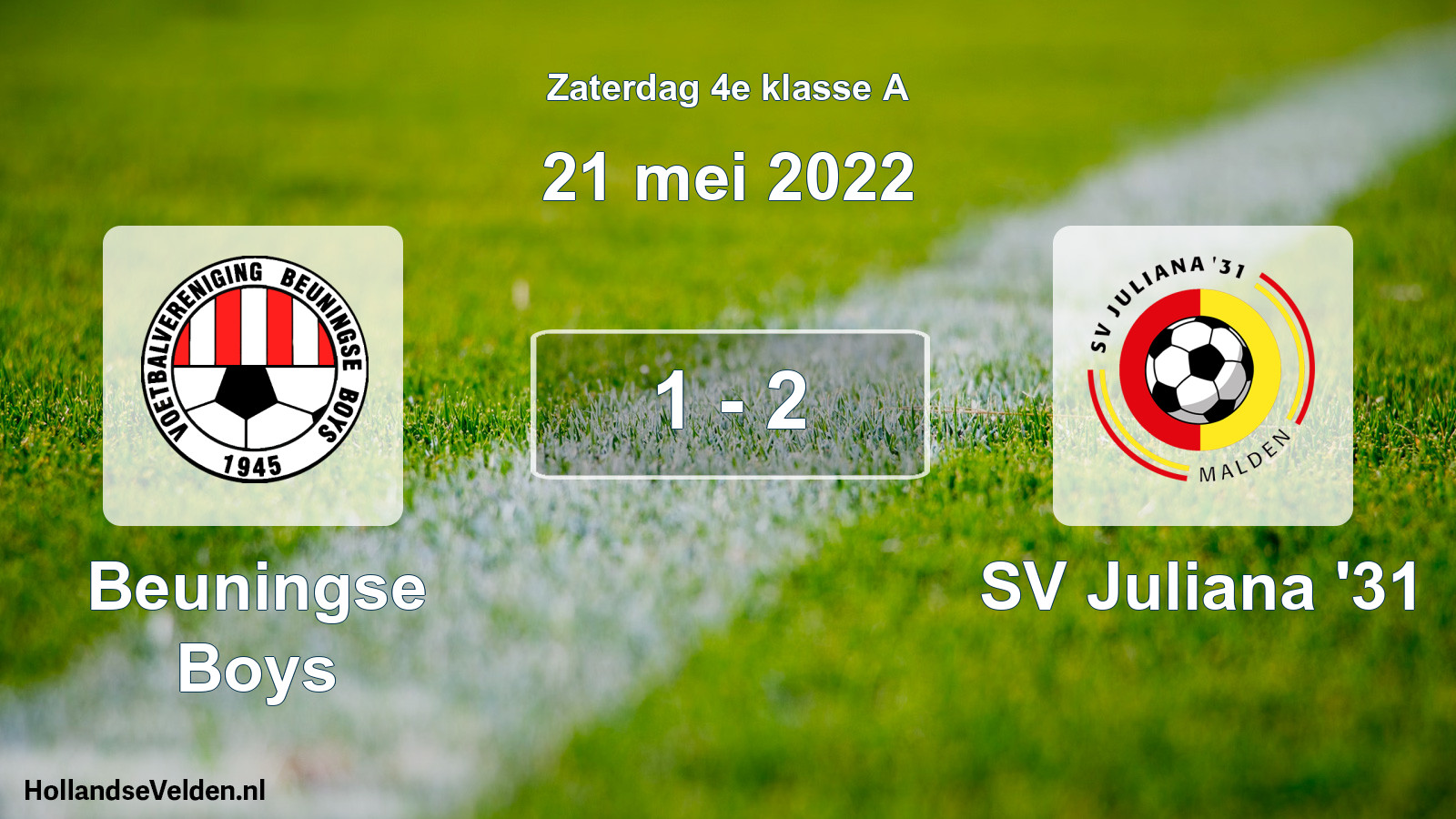 Total number of matches played: Beuningse Boys - SV Juliana '31 1 - 2 (21 May 2022)