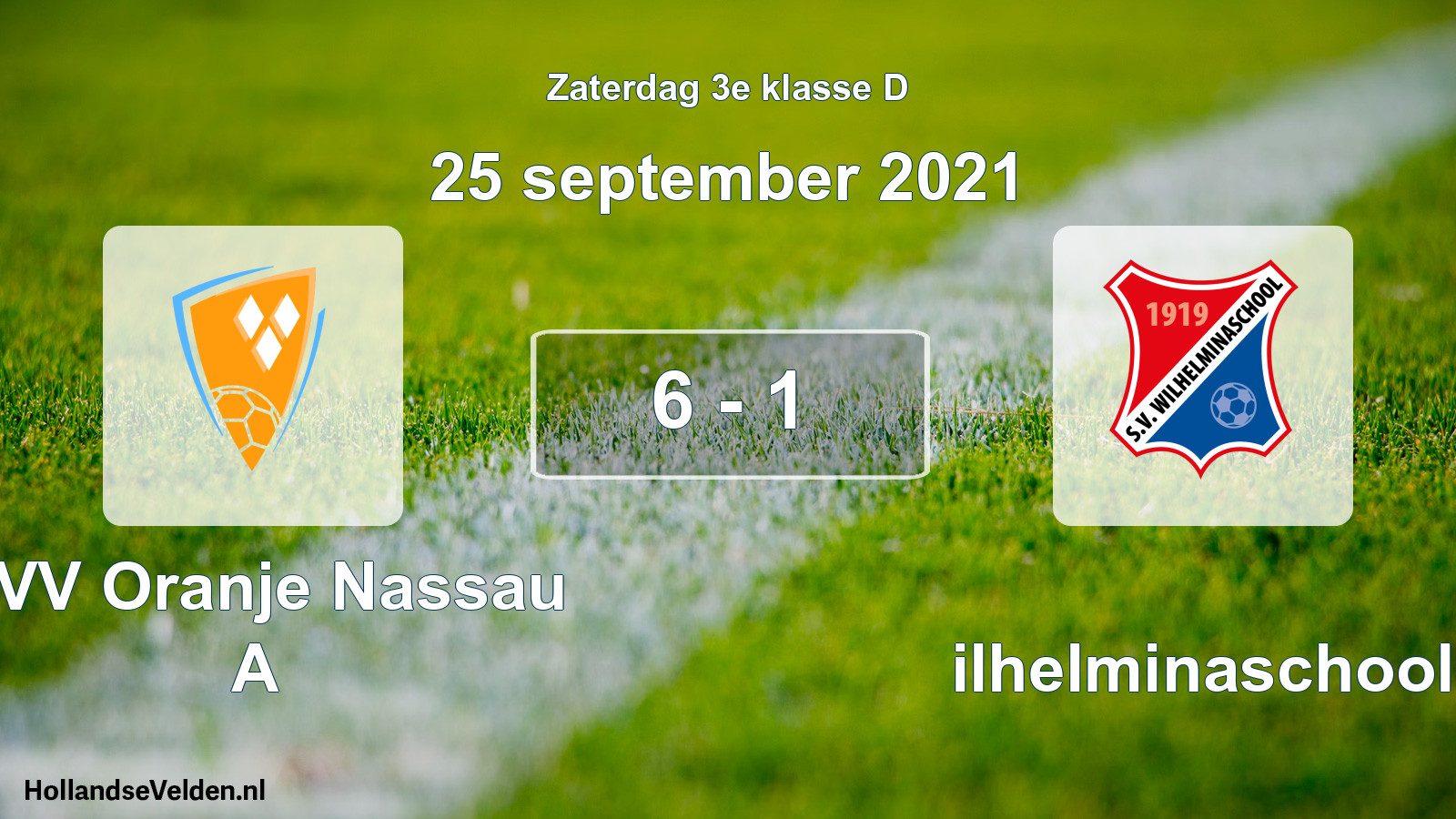 Total number of matches played: CVV Oranje Nassau A - Wilhelminaschool 6 - 1 (25 September 2021)