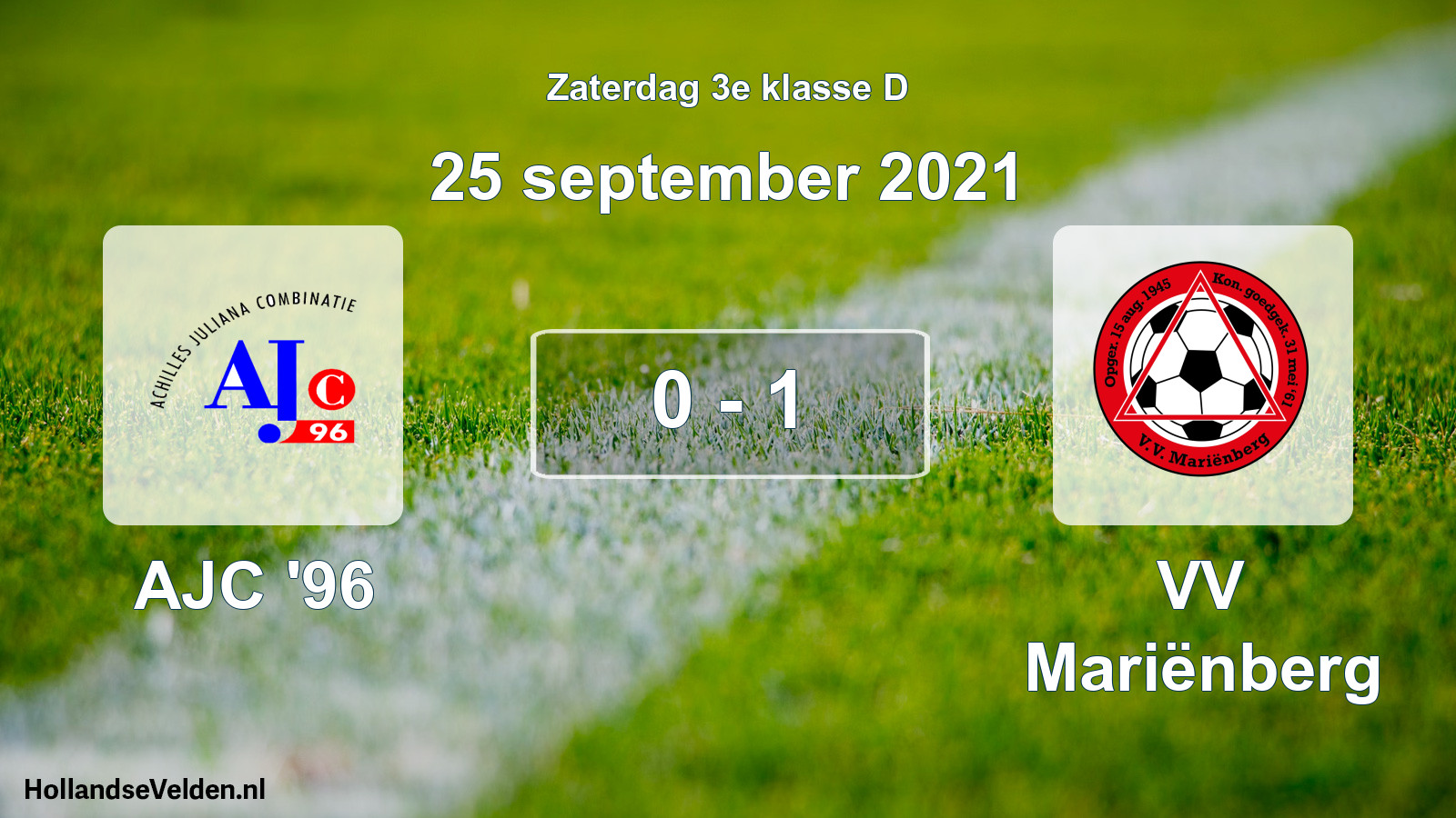 Total number of matches played: AJC '96 - VV Mariënberg 0 - 1 (25 September 2021)
