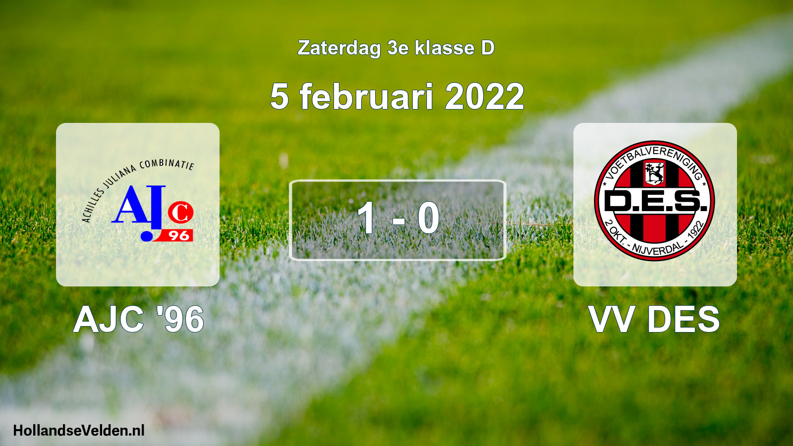 Total number of matches played: AJC '96 - VV DES 1 - 0 (5 February 2022)