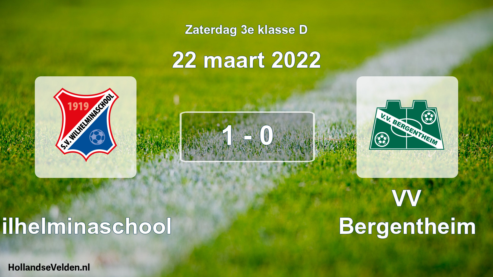 Total number of matches played: Wilhelminaschool - VV Bergentheim 1 - 0 (22 March 2022)