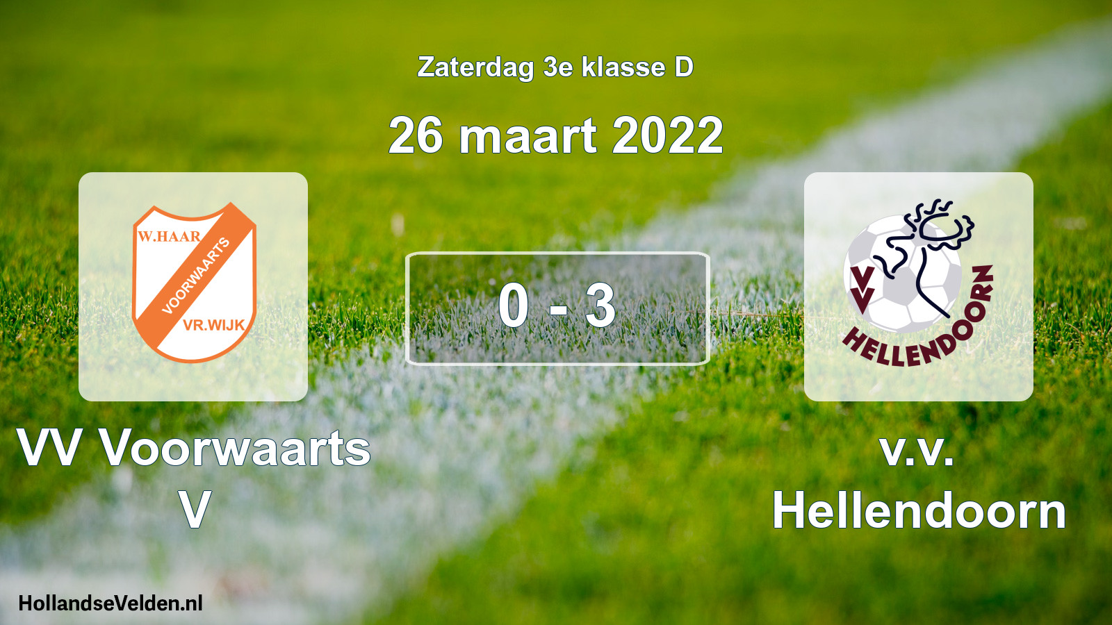 Total number of matches played: VV Voorwaarts V - v.v. Hellendoorn 0 - 3 (26 March 2022)