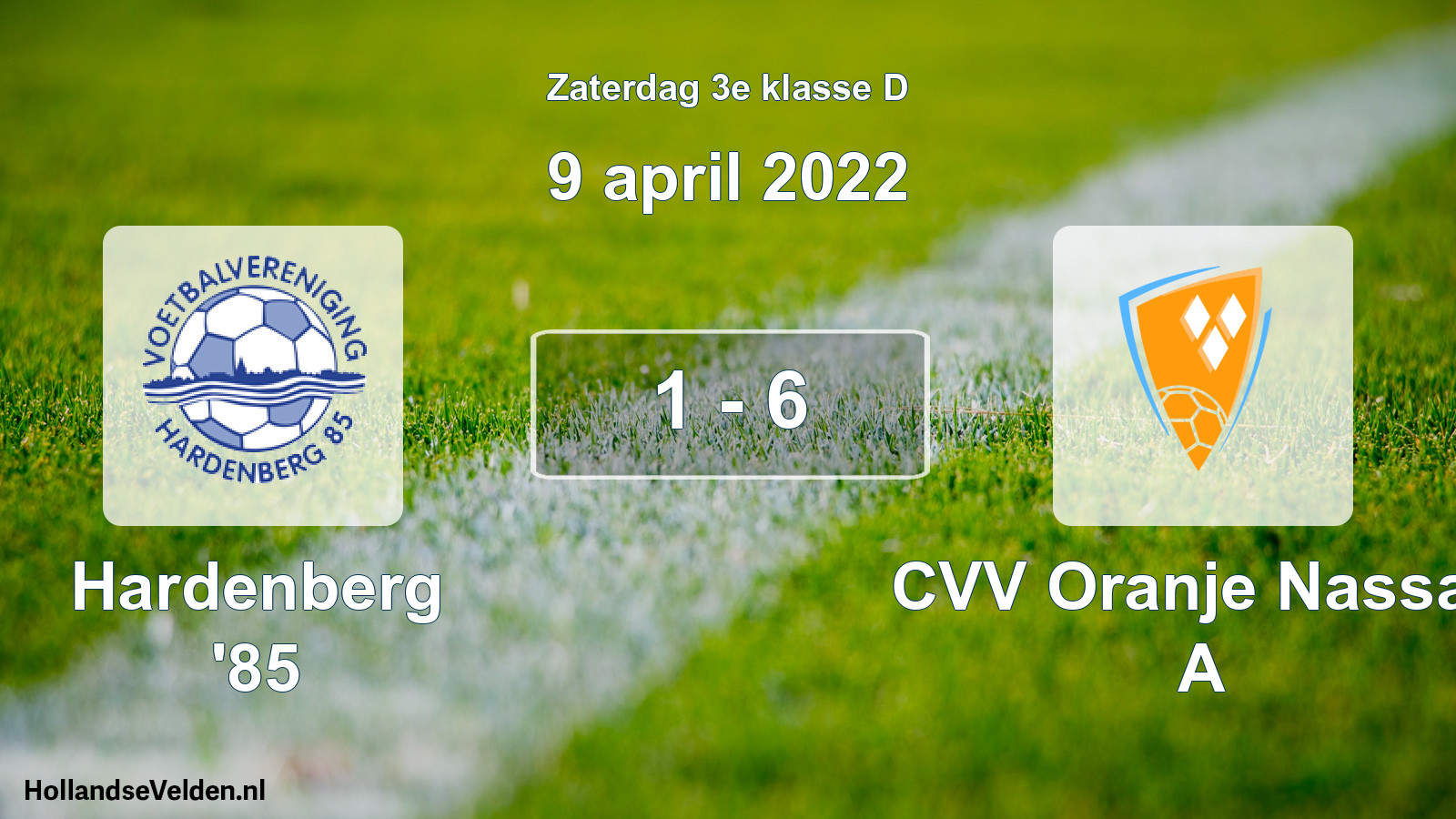 Total number of matches played: Hardenberg '85 - CVV Oranje Nassau A 1 - 6 (9 April 2022)