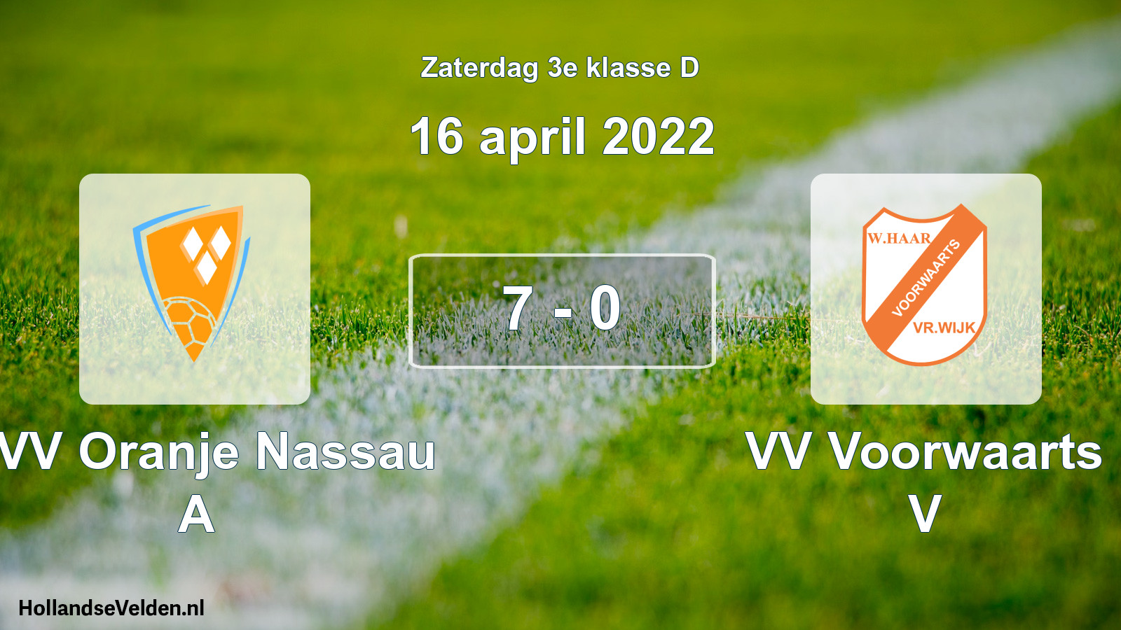 Total number of matches played: CVV Oranje Nassau A - VV Voorwaarts V 7 - 0 (16 April 2022)