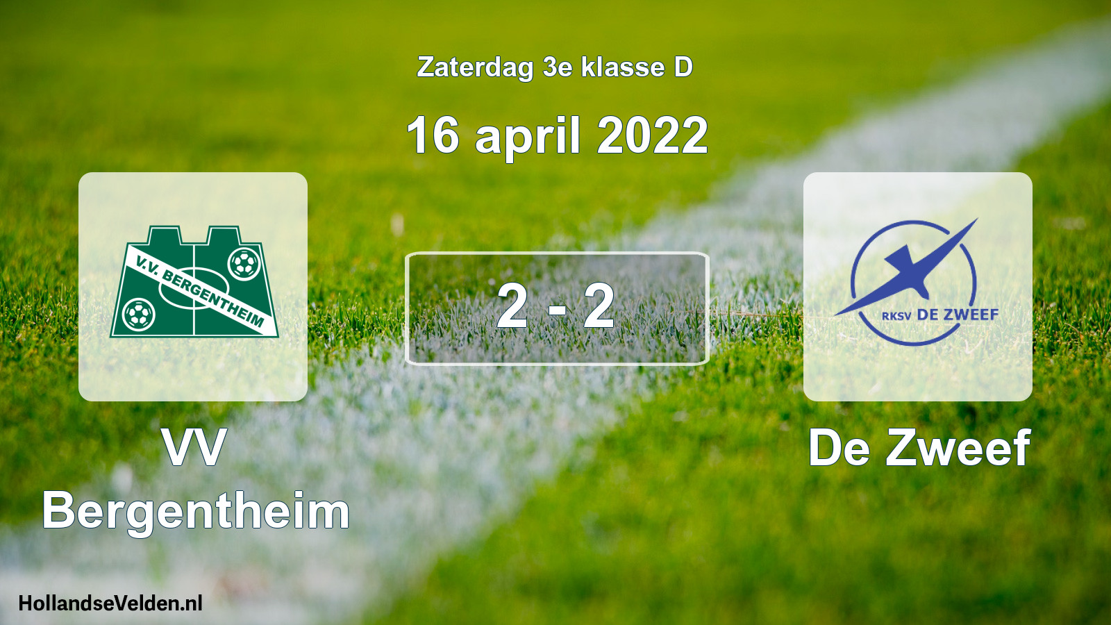 Total number of matches played: VV Bergentheim - De Zweef 2 - 2 (16 April 2022)