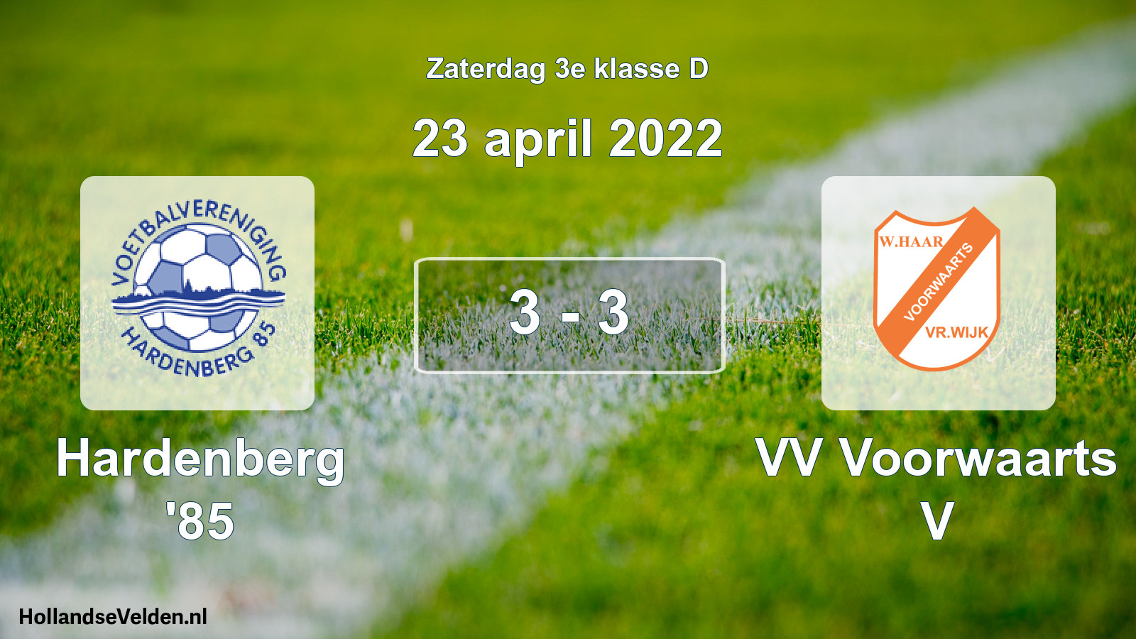 Total number of matches played: Hardenberg '85 - VV Voorwaarts V 3 - 3 (23 April 2022)