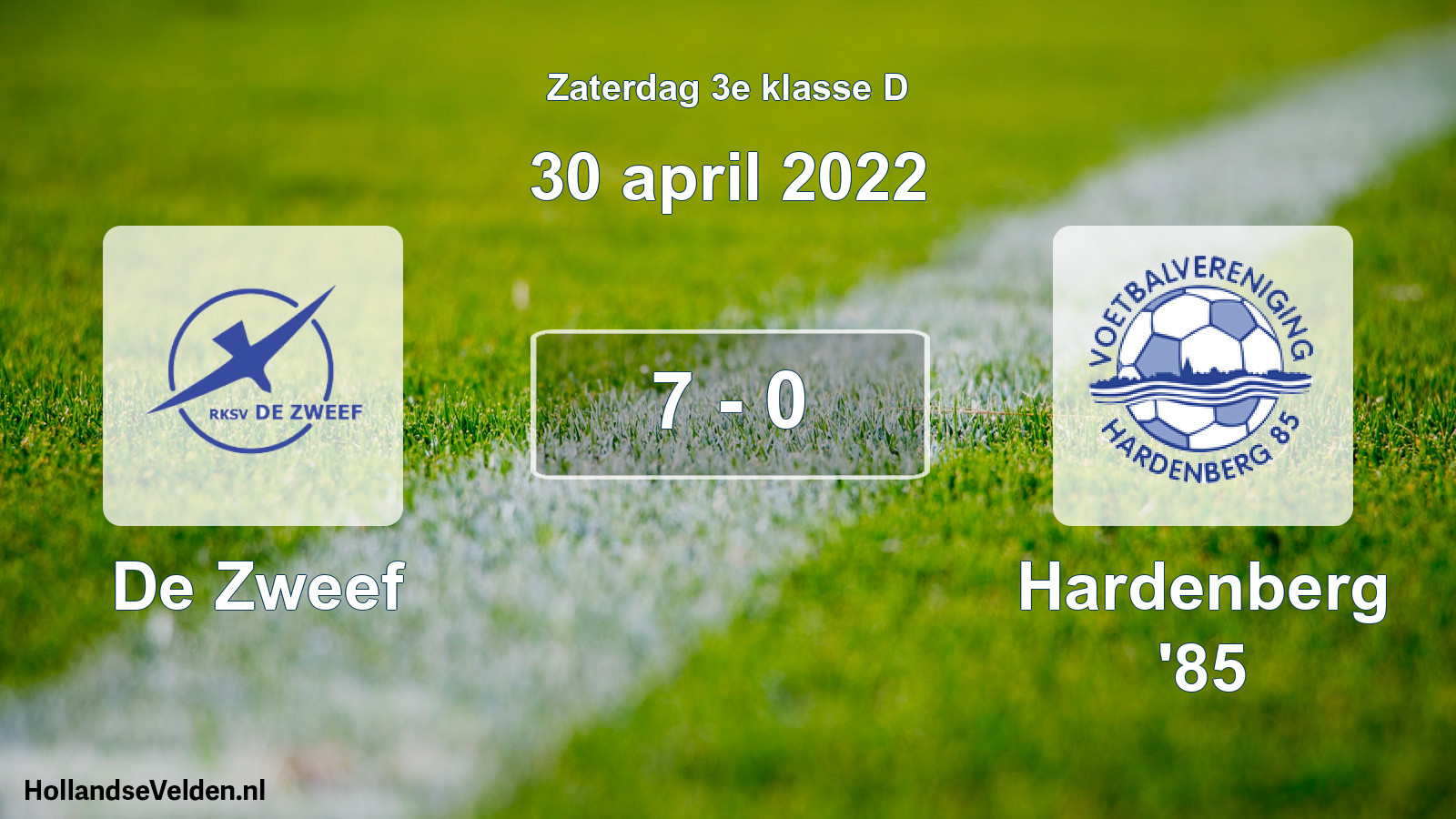 Total number of matches played: De Zweef - Hardenberg '85 7 - 0 (30 April 2022)