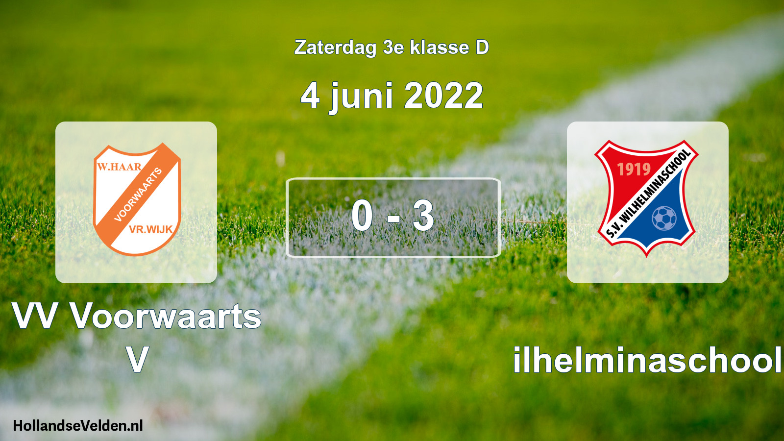 Total number of matches played: VV Voorwaarts V - Wilhelminaschool 0 - 3 (4 June 2022)