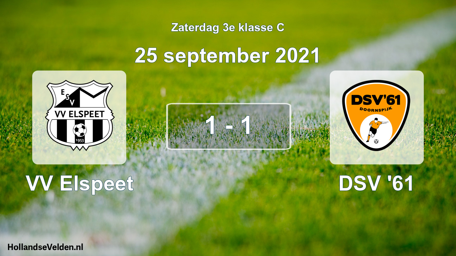 Total number of matches played: VV Elspeet - DSV '61 1 - 1 (25 September 2021)