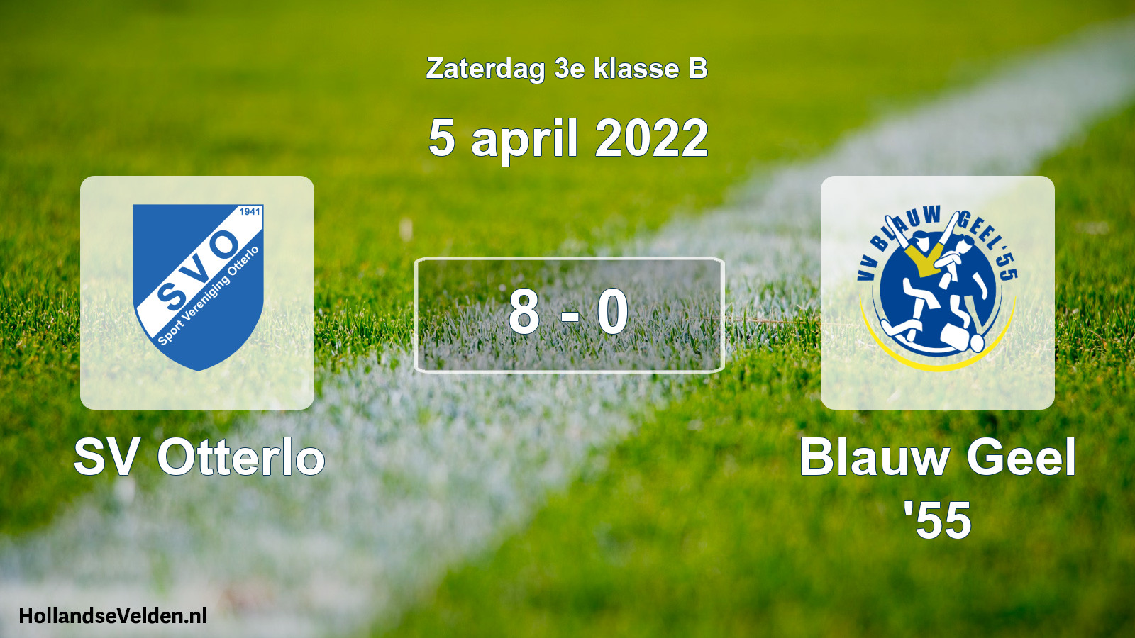 Total number of matches played: SV Otterlo - Blauw Geel '55 8 - 0 (5 April 2022)