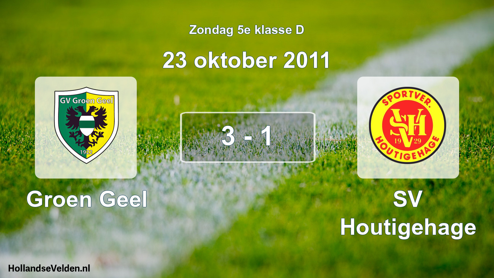 Total number of matches played: Groen Geel - SV Houtigehage 3 - 1 (23 October 2011)