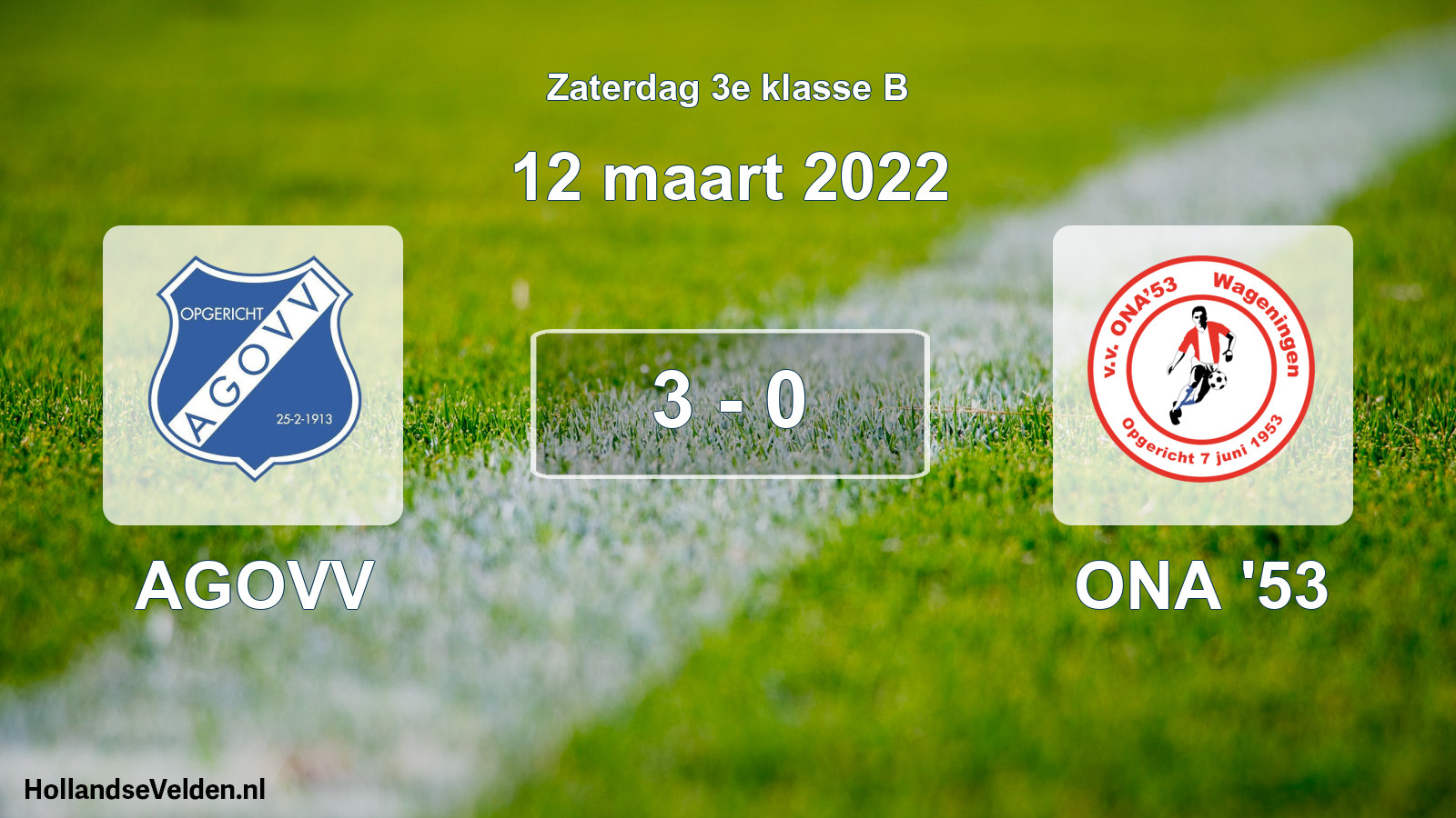 Total number of matches played: AGOVV - ONA '53 3 - 0 (12 March 2022)