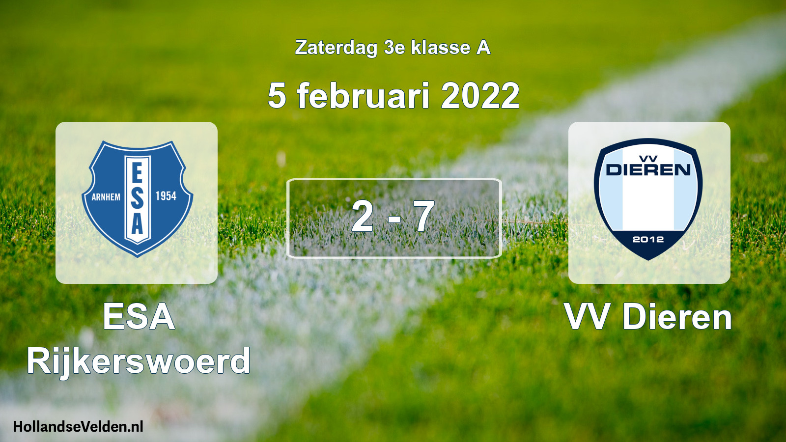 Total number of matches played: ESA Rijkerswoerd - VV Dieren 2 - 7 (5 February 2022)