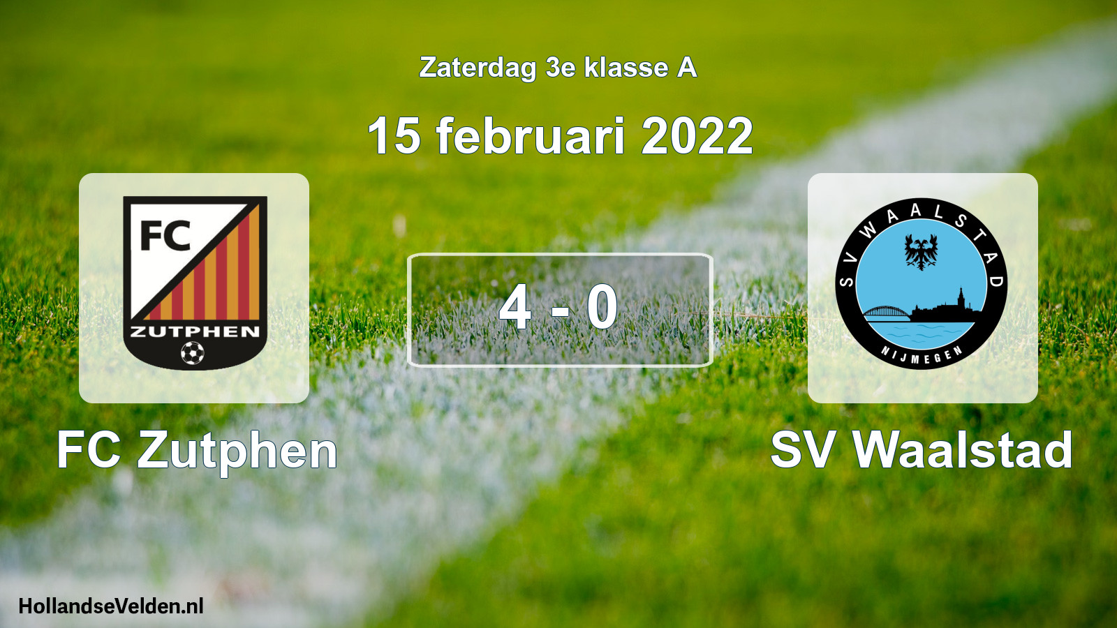 Total number of matches played: FC Zutphen - SV Waalstad 4 - 0 (15 February 2022)