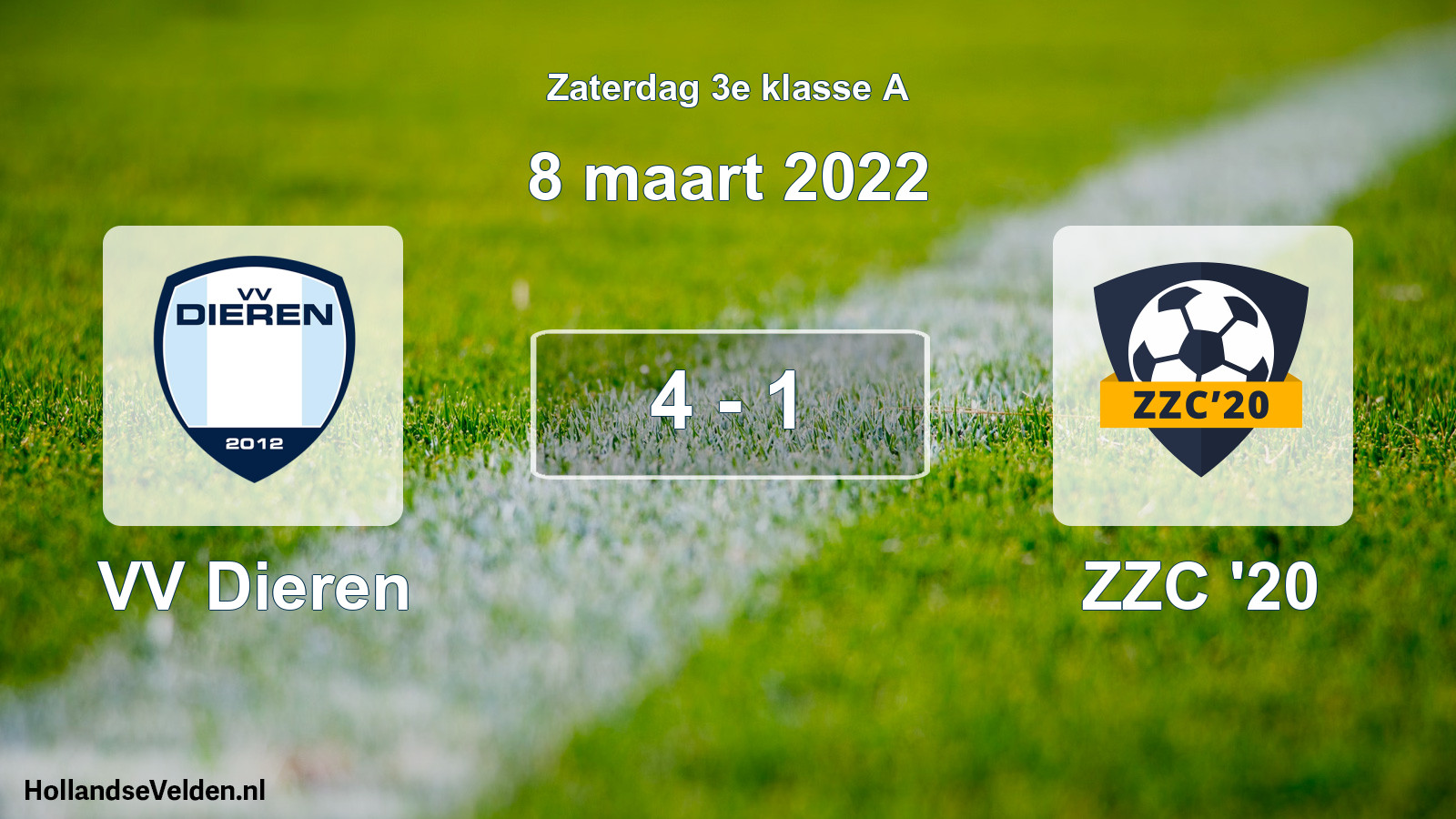 Total number of matches played: VV Dieren - ZZC '20 4 - 1 (8 March 2022)