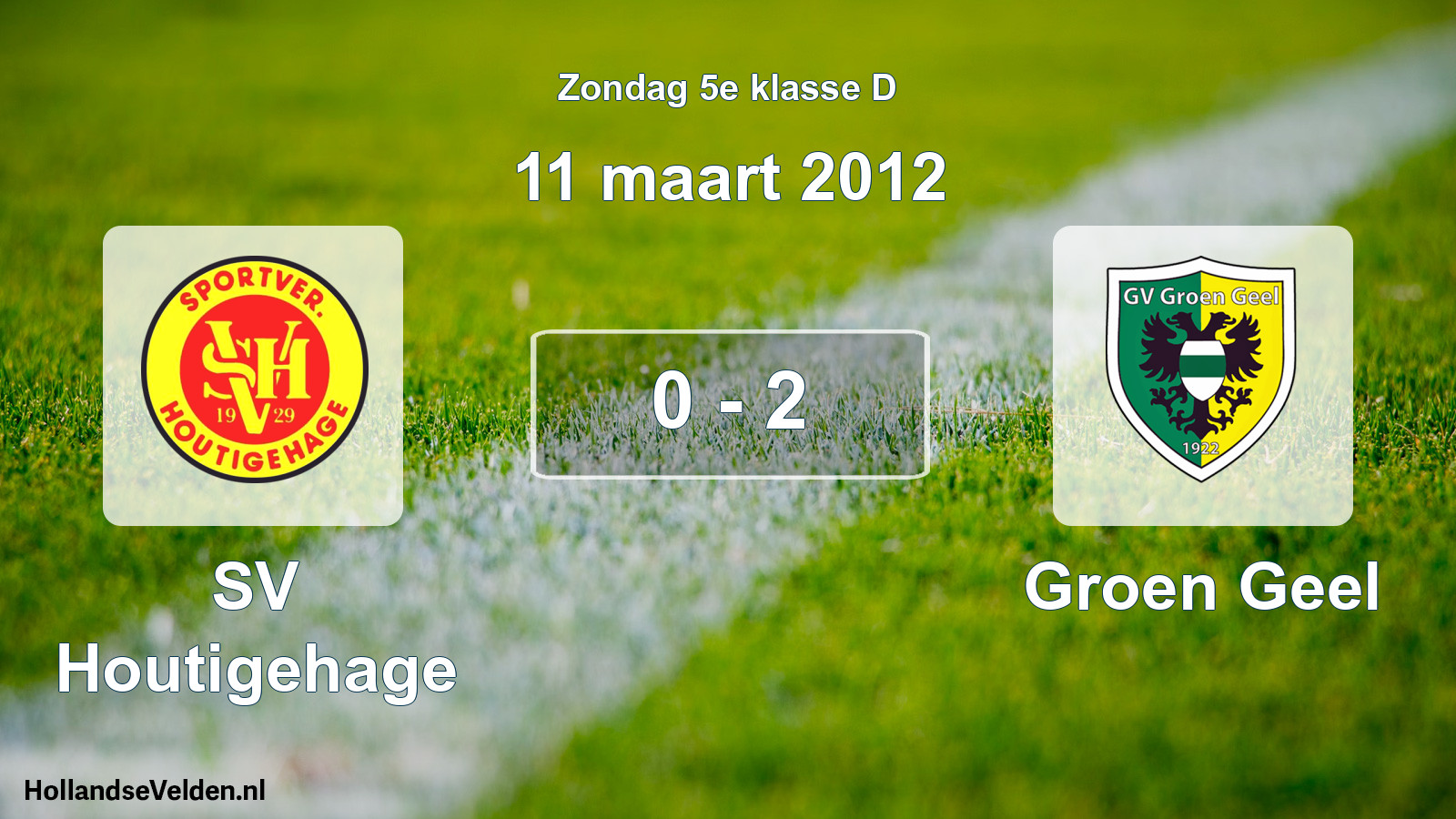 Total number of matches played: SV Houtigehage - Groen Geel 0 - 2 (11 March 2012)
