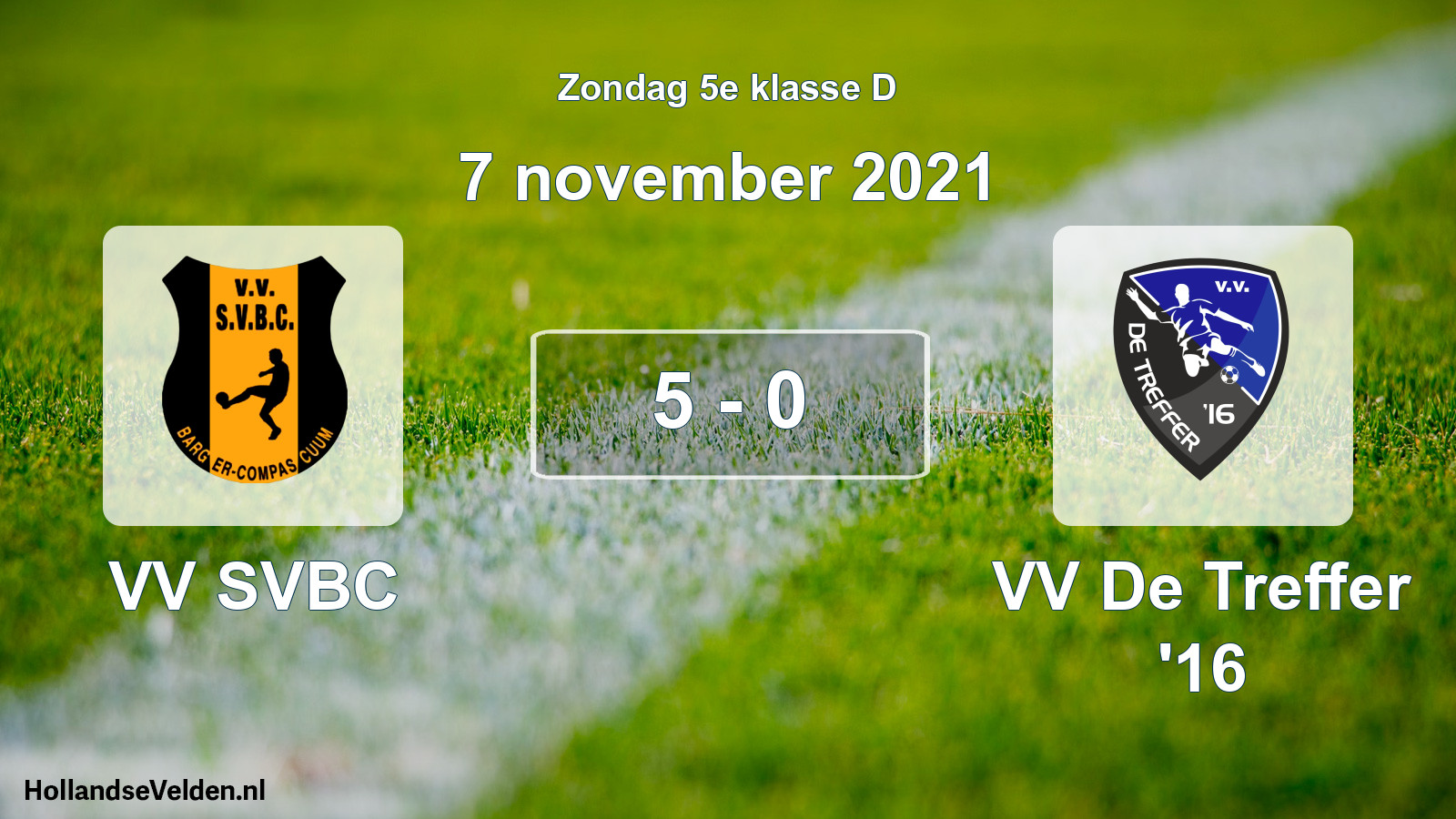 Total number of matches played: VV SVBC - VV De Treffer '16 5 - 0 (7 November 2021)
