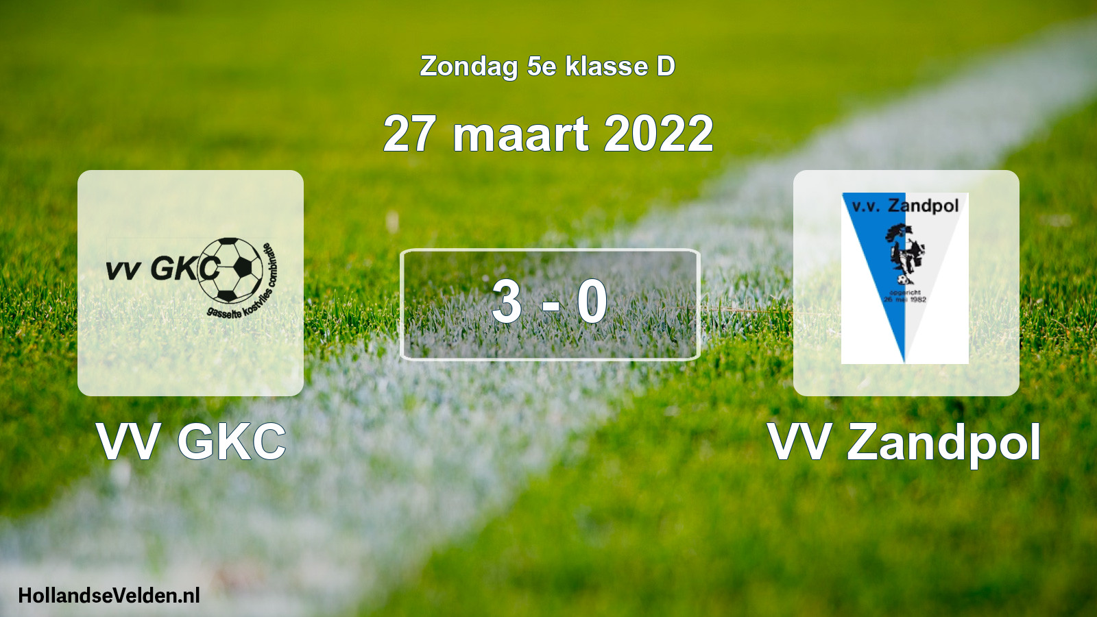 Total number of matches played: VV GKC - VV Zandpol 3 - 0 (27 March 2022)