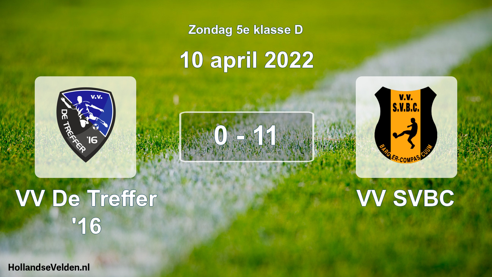 Total number of matches played: VV De Treffer '16 - VV SVBC 0 - 11 (10 April 2022)