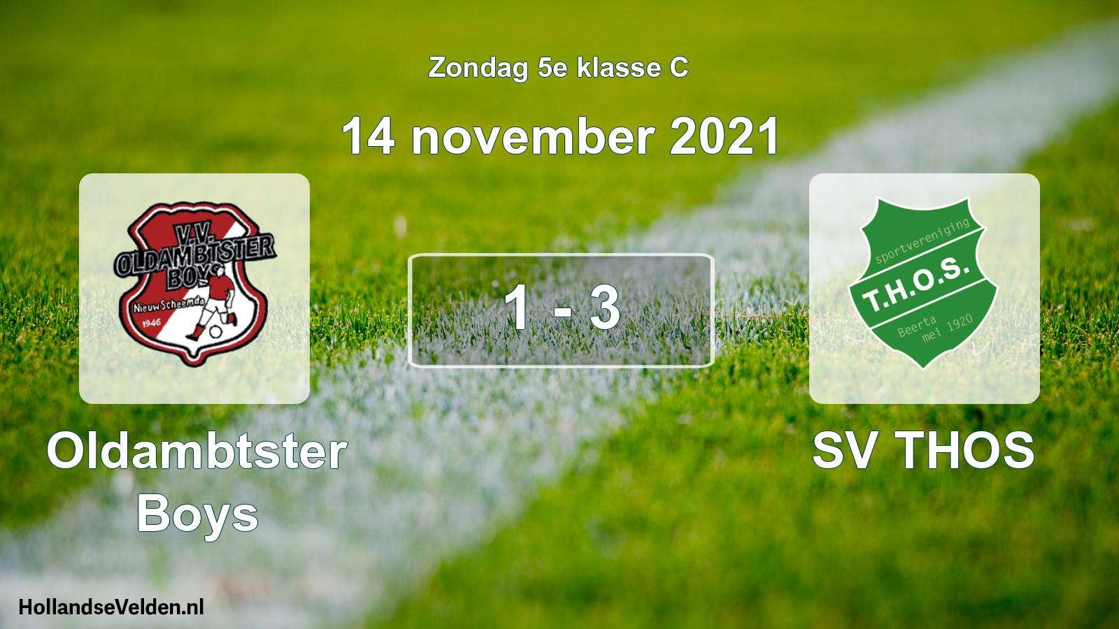 Total number of matches played: Oldambtster Boys - SV THOS 1 - 3 (14 November 2021)