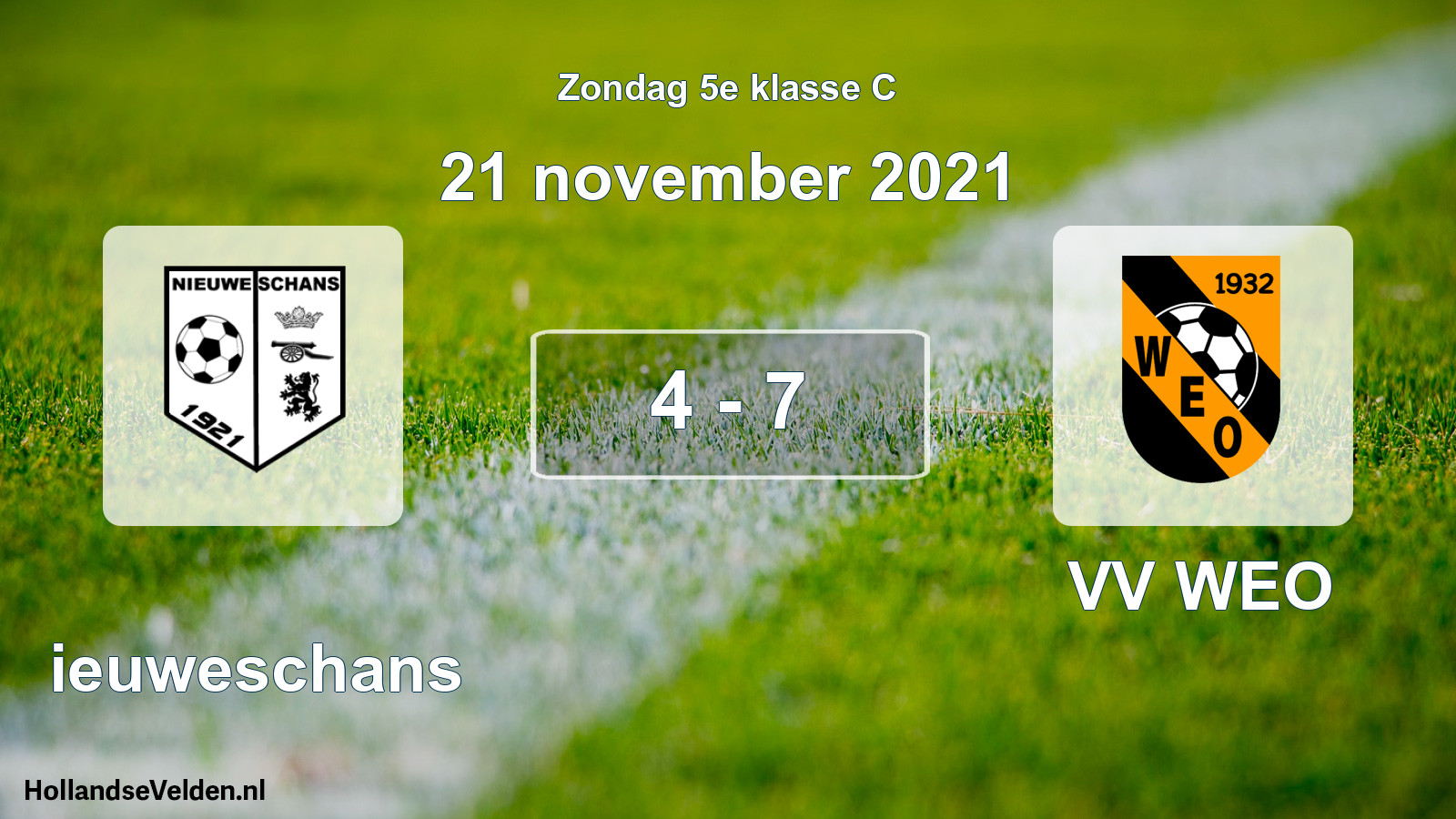 Total number of matches played: Nieuweschans - VV WEO 4 - 7 (21 November 2021)