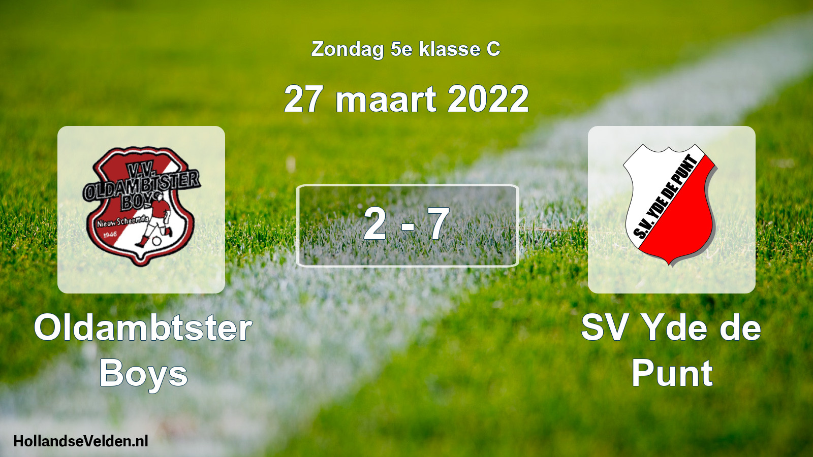 Total number of matches played: Oldambtster Boys - SV Yde de Punt 2 - 7 (27 March 2022)